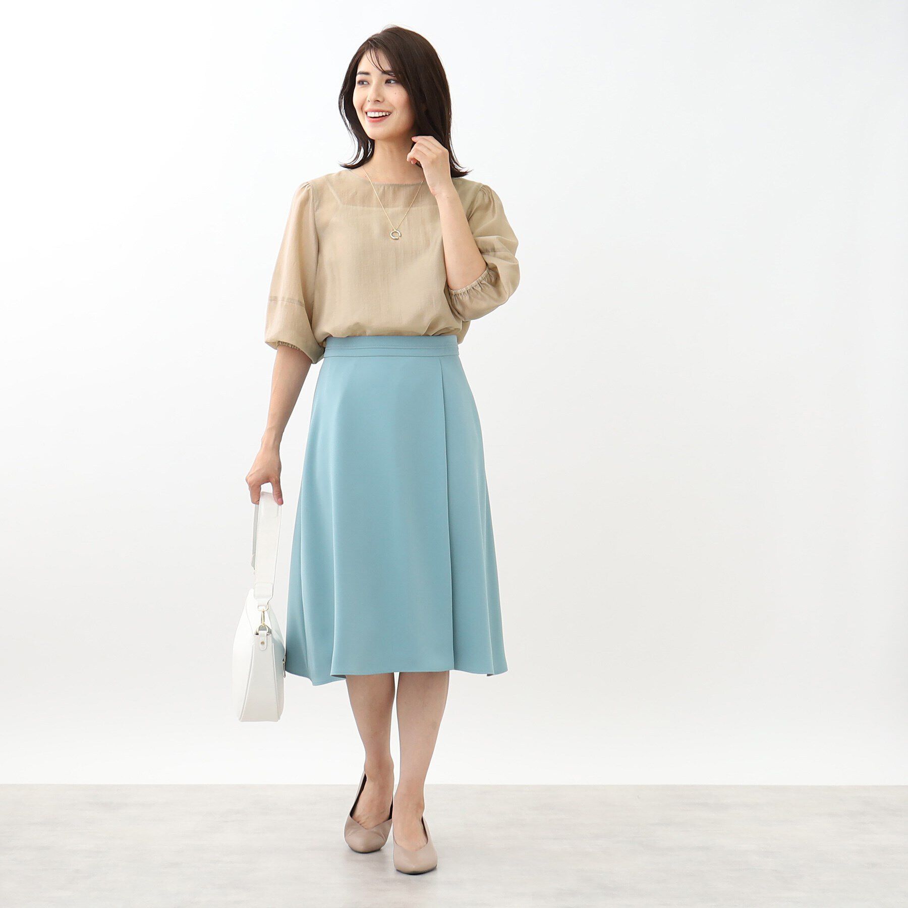 Reflect「【SALE／接触冷感／洗える】パフスリーブシアーブラウス」|シャツ・ブラウス|