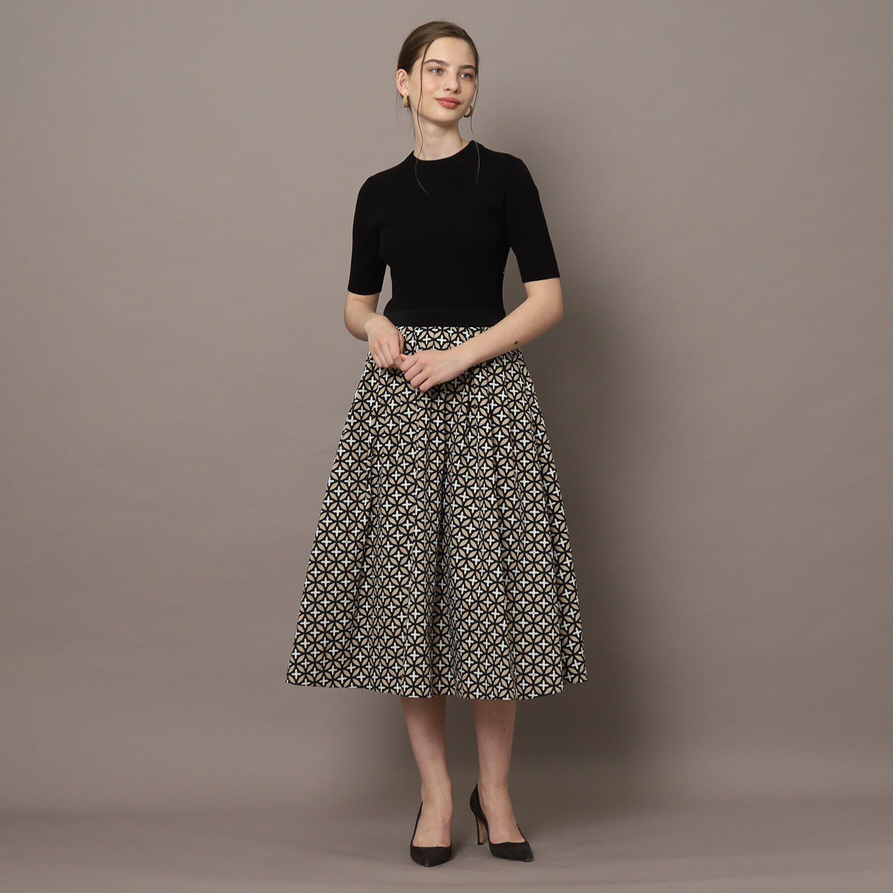 DRESSTERIOR「【洗える/着映え/大人気柄】オーバーラップサークルコンビワンピース」|ワンピース|