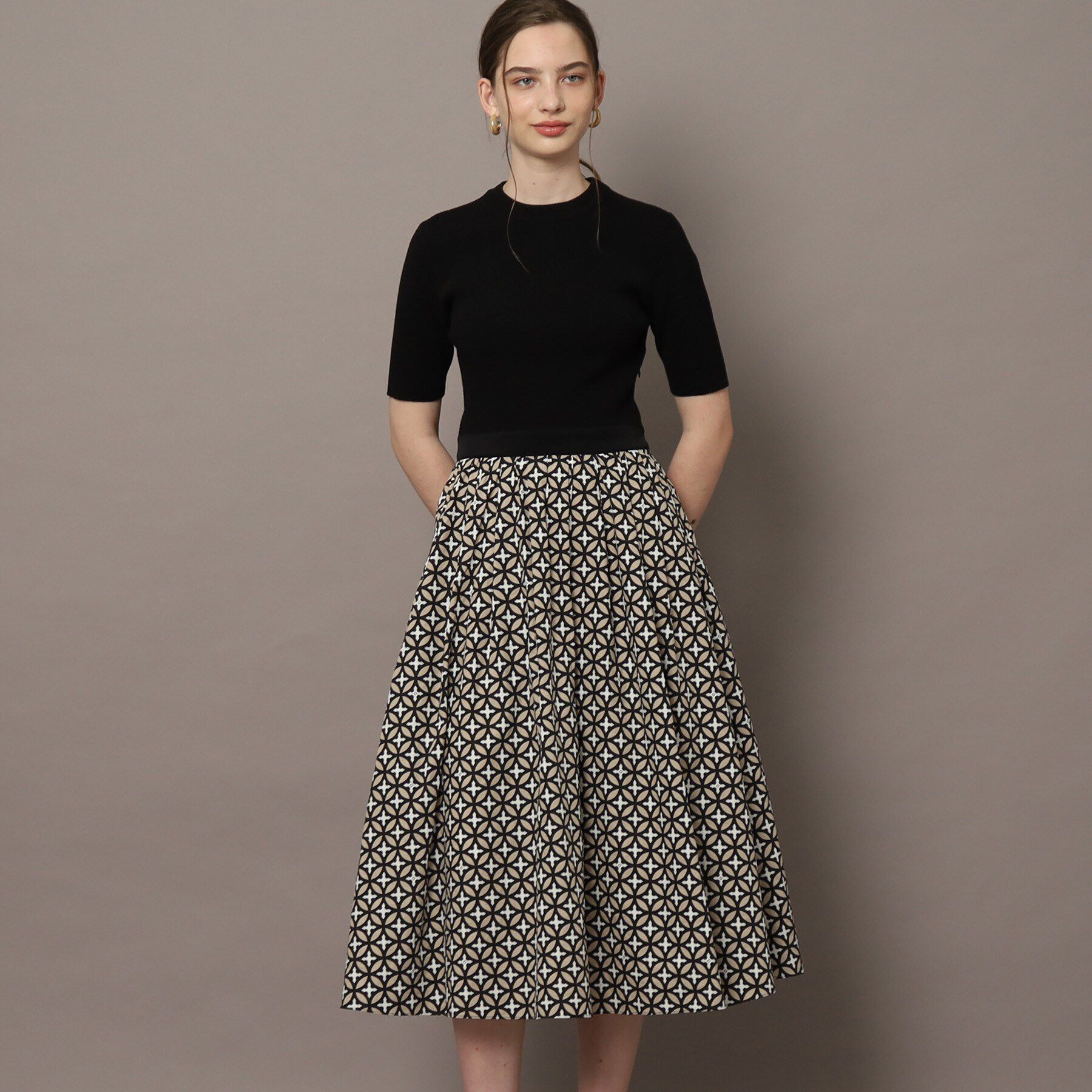 DRESSTERIOR「【洗える/着映え/大人気柄】オーバーラップサークルコンビワンピース」|ワンピース|