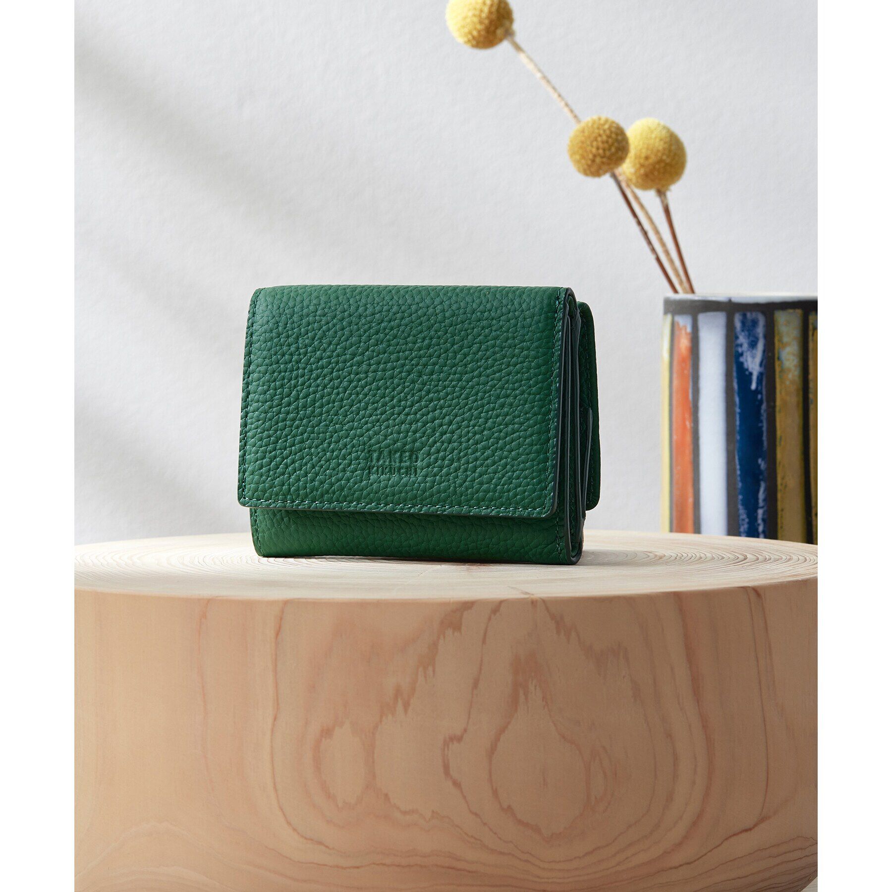 TAKEO KIKUCHI「ソフトシュリンクレザー 三つ折り財布」|財布|グリーン(023)