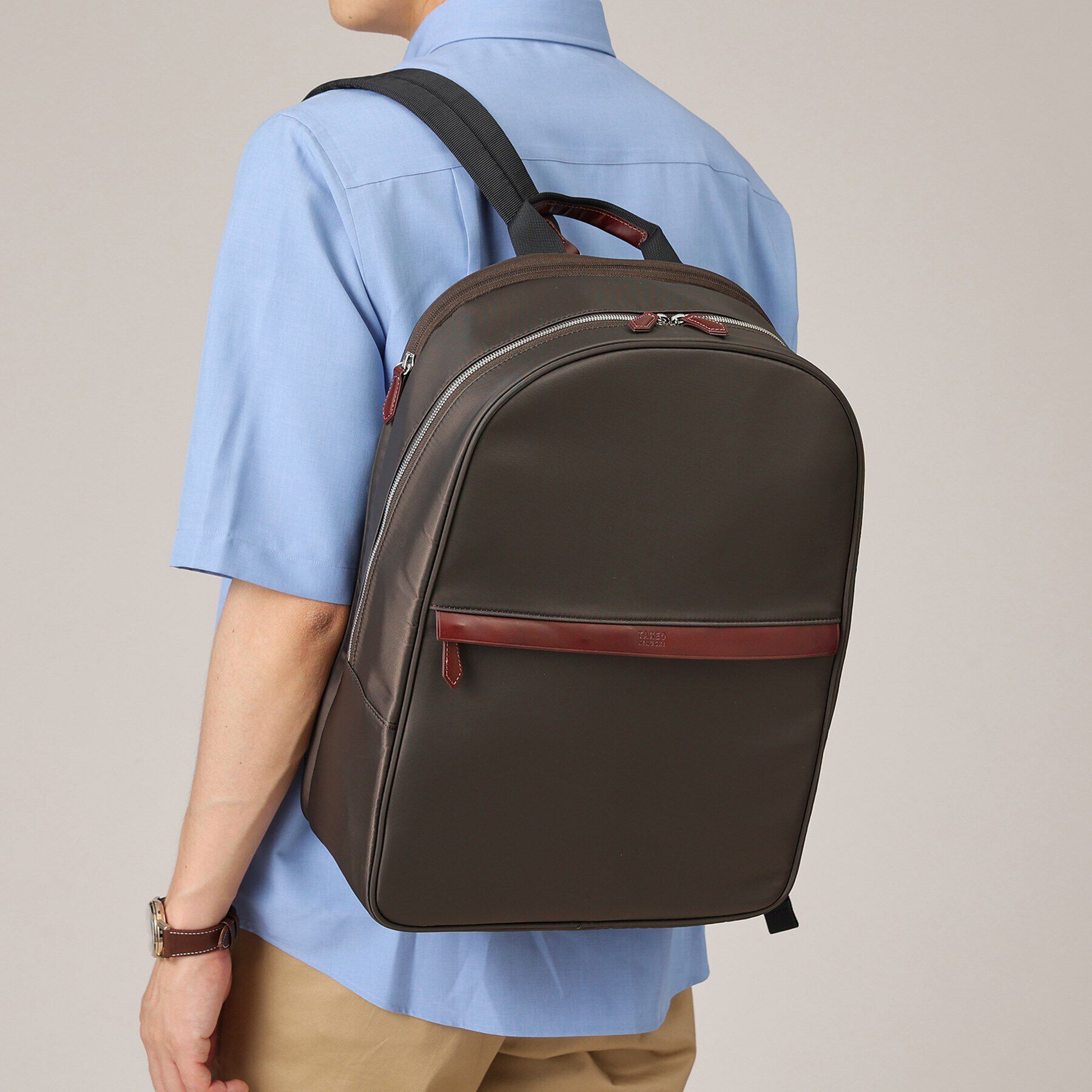 TAKEO KIKUCHI「【ヘビタン】レザーコンビ ナイロン リュック」|リュック|ブラウン(043)