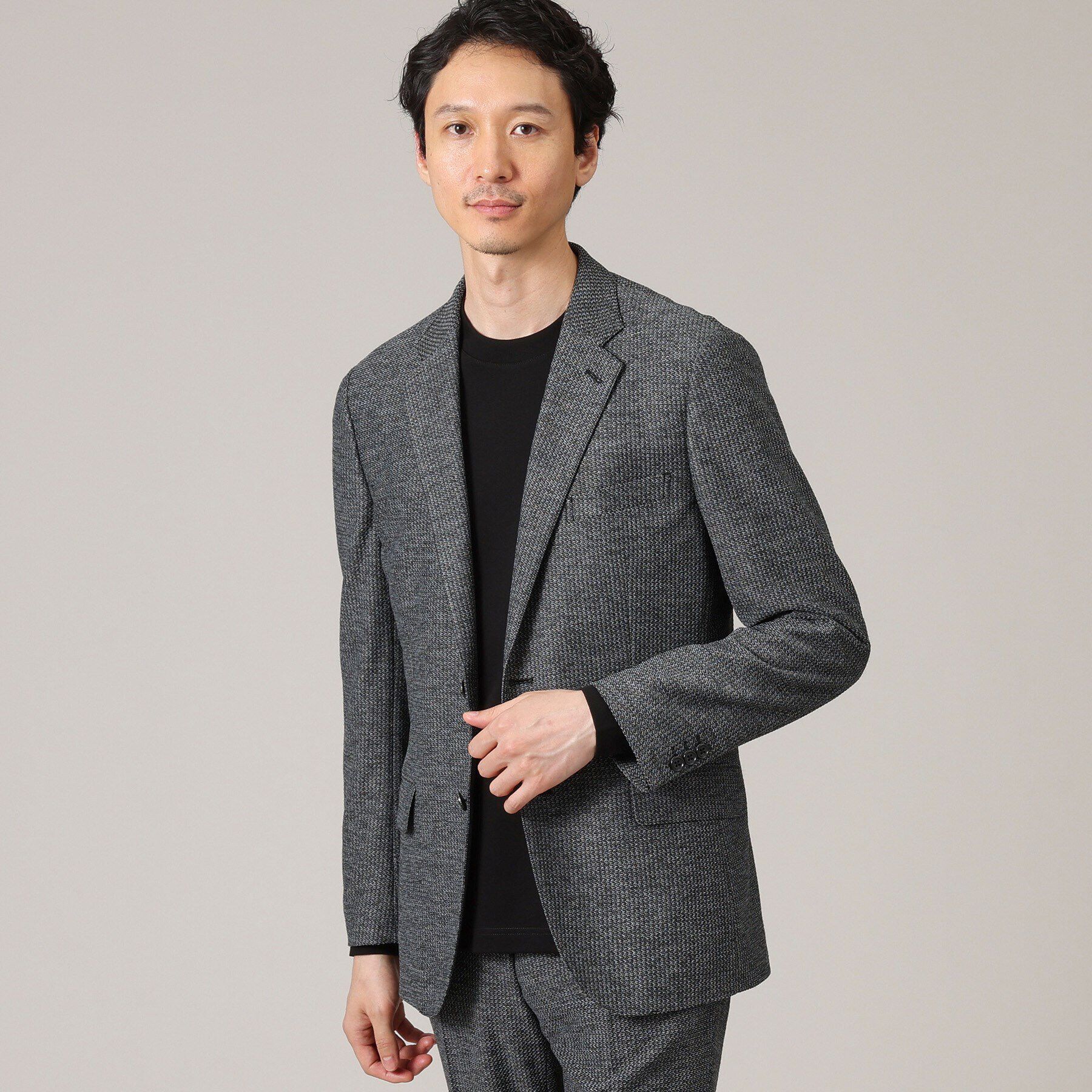 TAKEO KIKUCHI「【限定展開】先染めメランジ シングルジャケット（セットアップ対応）」|テーラードジャケット|ﾁｬｺｰﾙｸﾞﾚｰ(013)