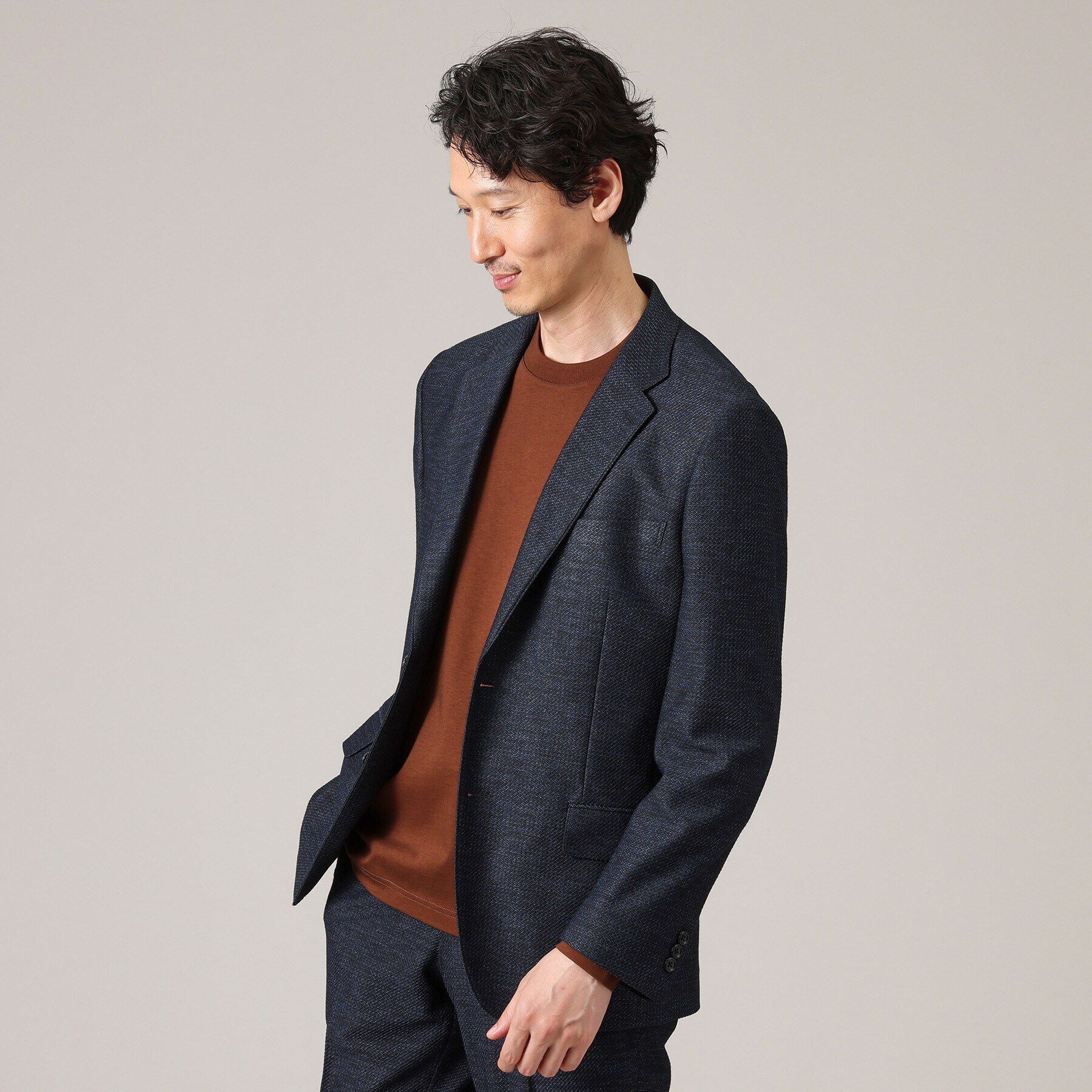 TAKEO KIKUCHI「【限定展開】先染めメランジ シングルジャケット（セットアップ対応）」|テーラードジャケット|