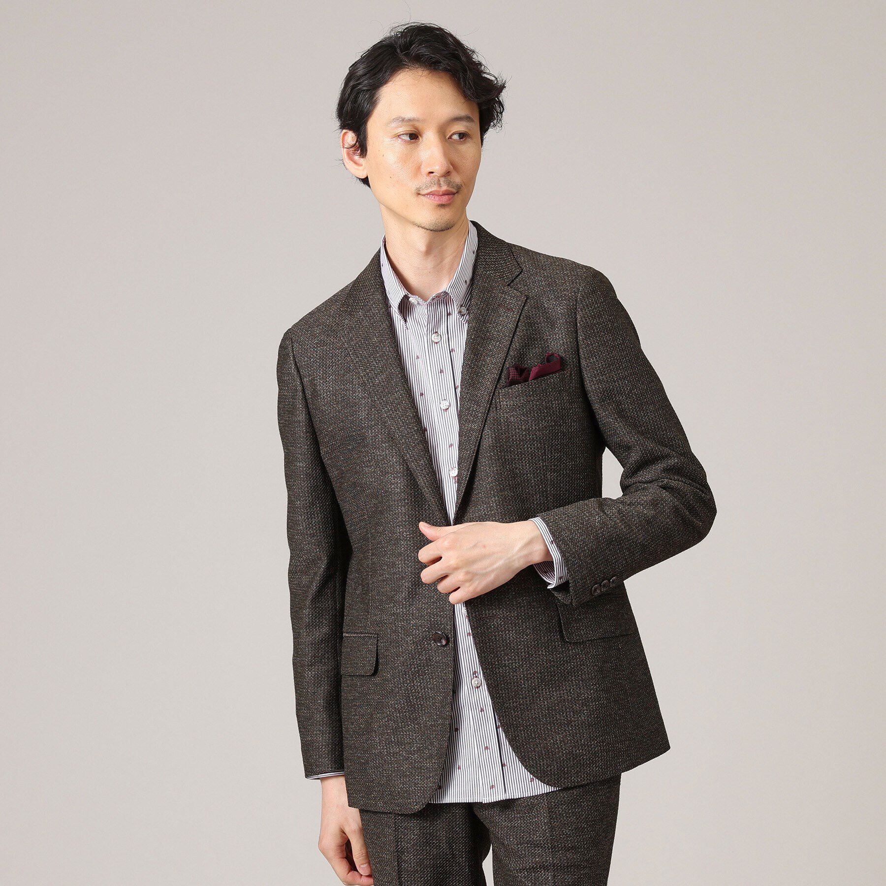 TAKEO KIKUCHI「【限定展開】先染めメランジ シングルジャケット（セットアップ対応）」|テーラードジャケット|