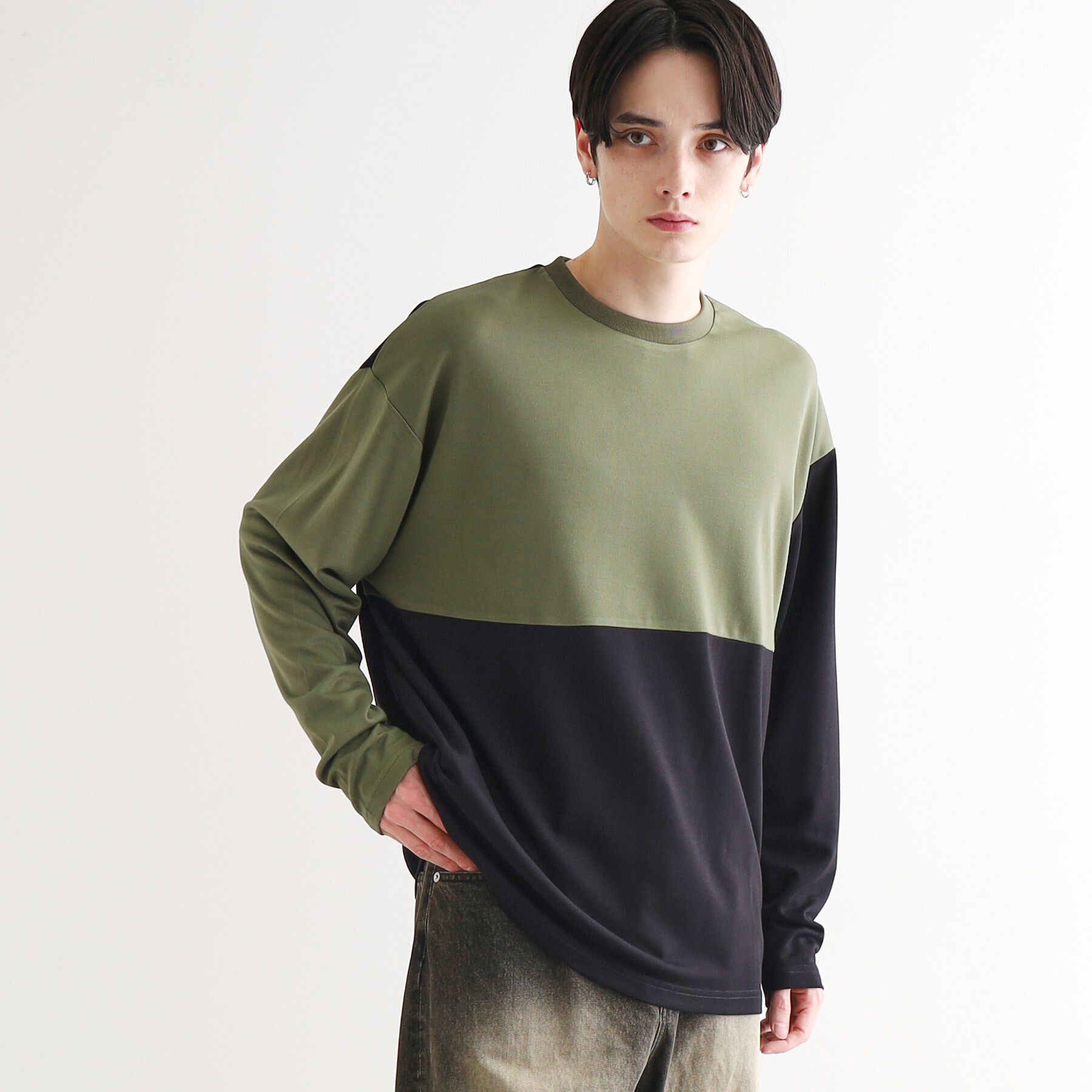 tk.TAKEO KIKUCHI「【UV／接触冷感】切替アソートTシャツ」|Tシャツ・カットソー|オリーブグリーン(5