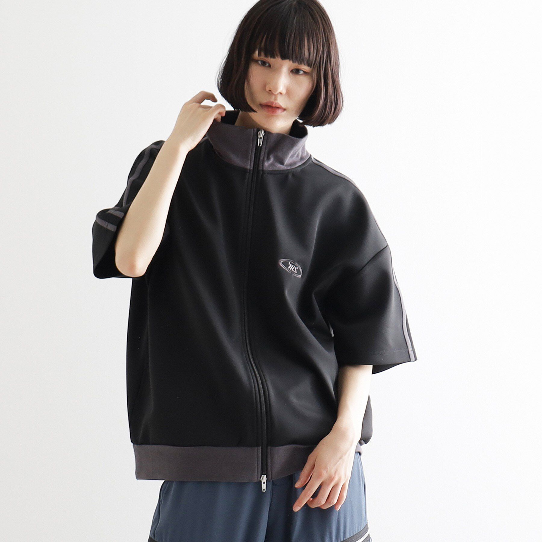 tk.TAKEO KIKUCHI「トラックジャージジャケット」|カーディガン|ブラック(019)
