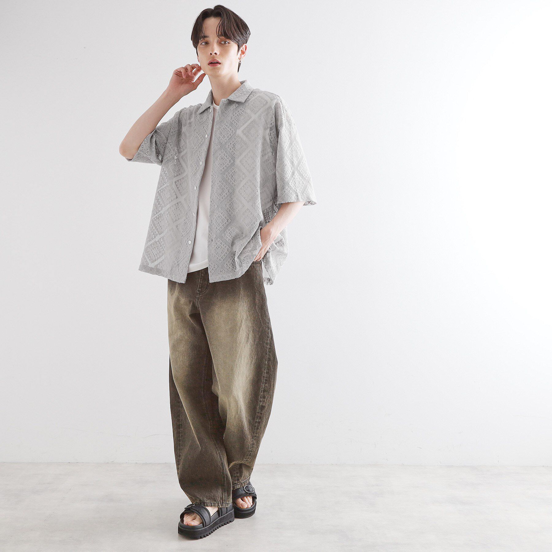 tk.TAKEO KIKUCHI「片染めレースシャツ」|シャツ・ブラウス|