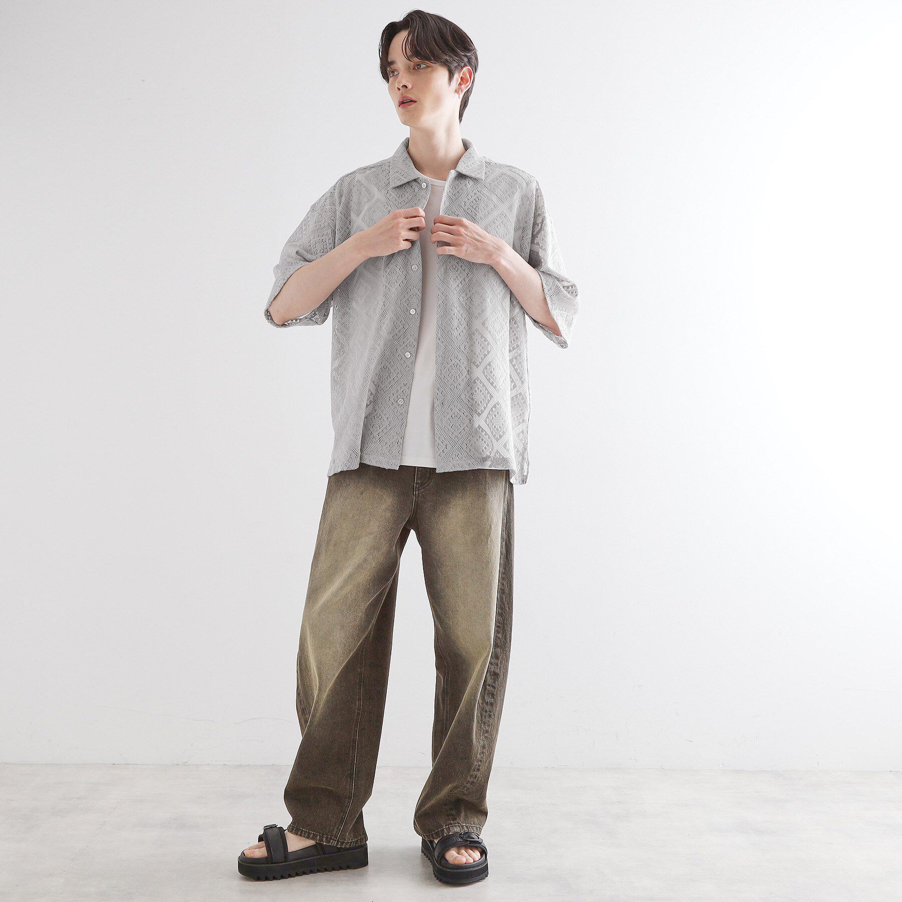 tk.TAKEO KIKUCHI「片染めレースシャツ」|シャツ・ブラウス|