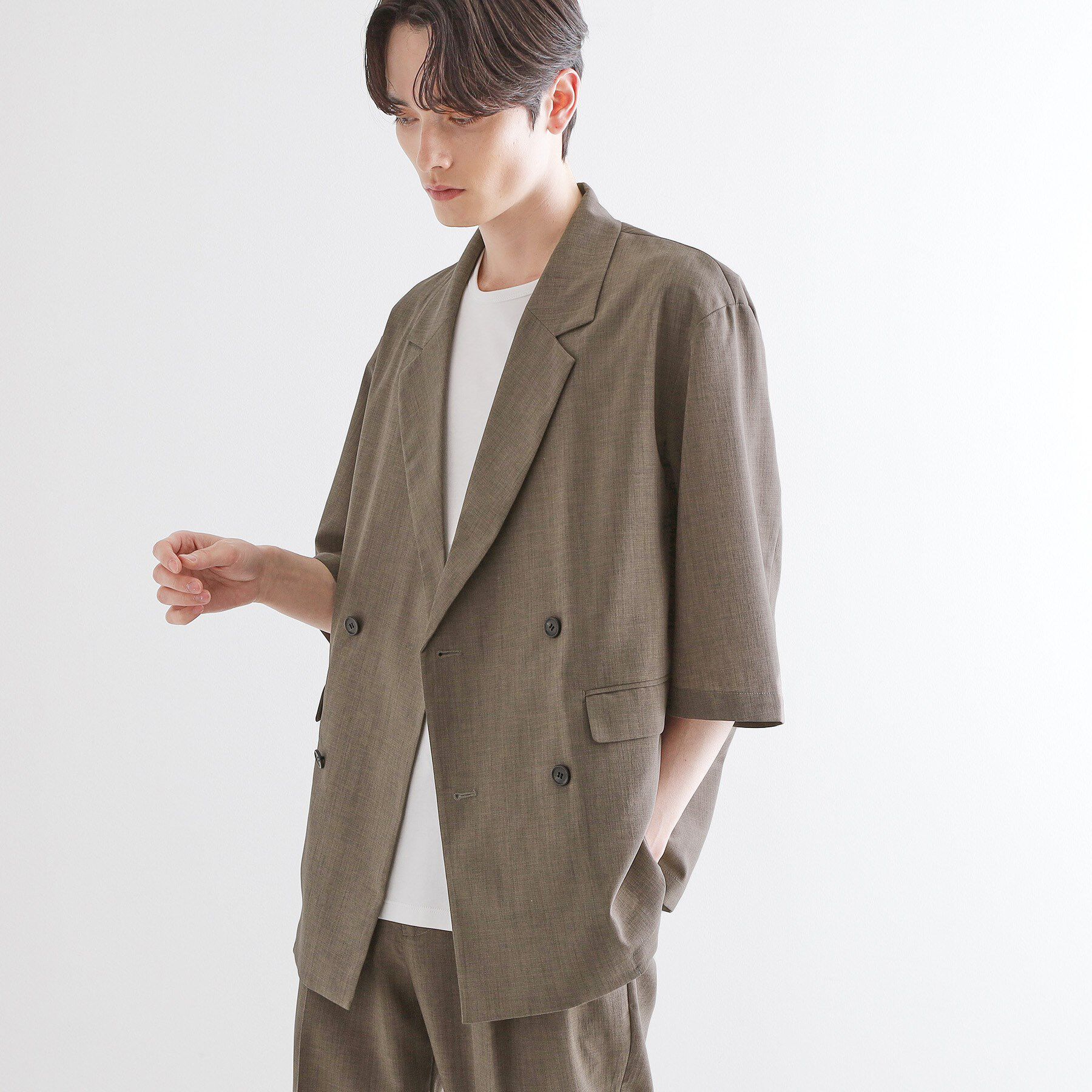 tk.TAKEO KIKUCHI「【セットアップ 2点セット】ダブルテーラード半袖ジャケット＋スラックス」|スーツ|
