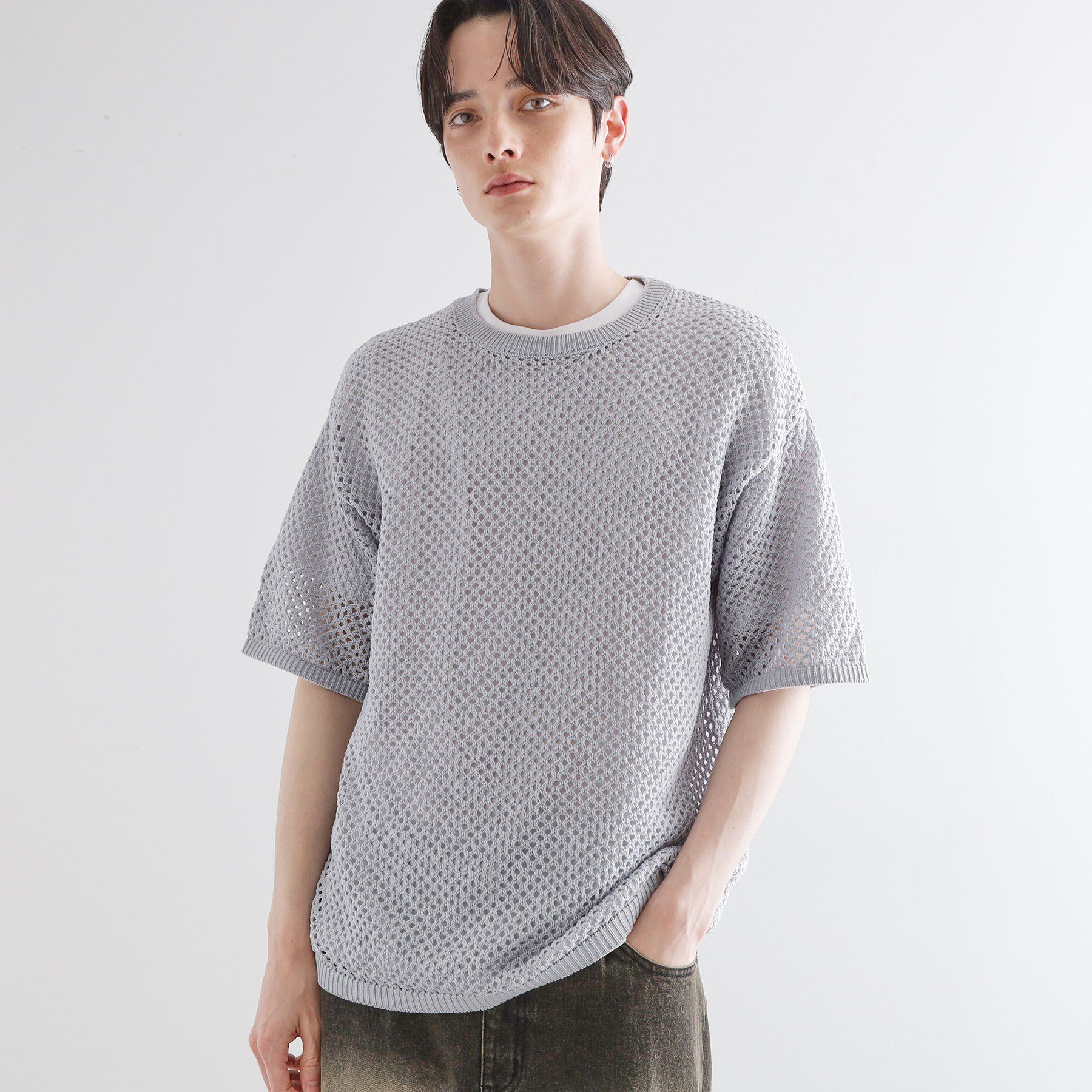 tk.TAKEO KIKUCHI「サマーメッシュアンサンブル」|Tシャツ・カットソー|ライトグレー(011