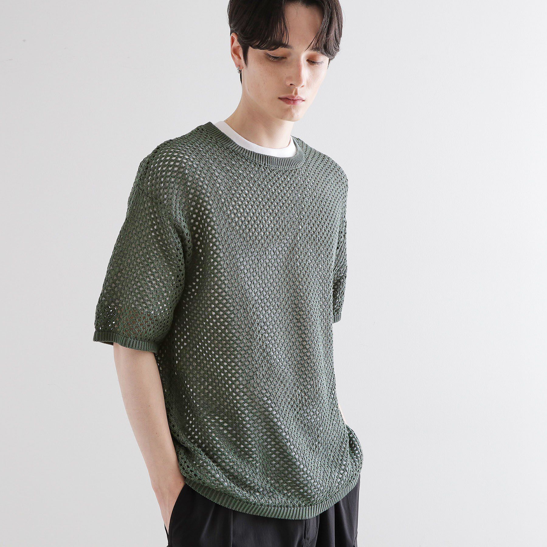 tk.TAKEO KIKUCHI「サマーメッシュアンサンブル」|Tシャツ・カットソー|オリーブグリーン(0