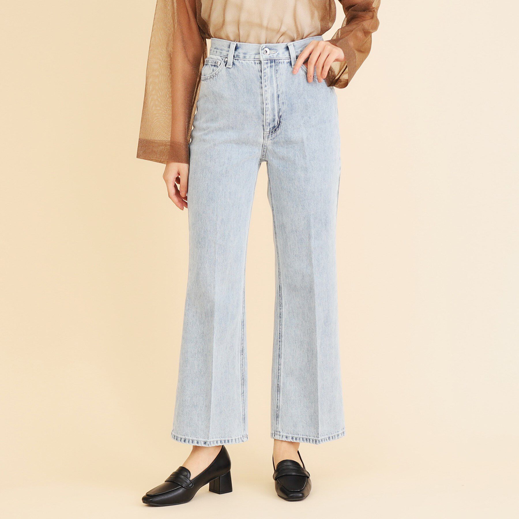 index「ワイドストレートフレアデニム【洗濯機洗い可】」|デニム|