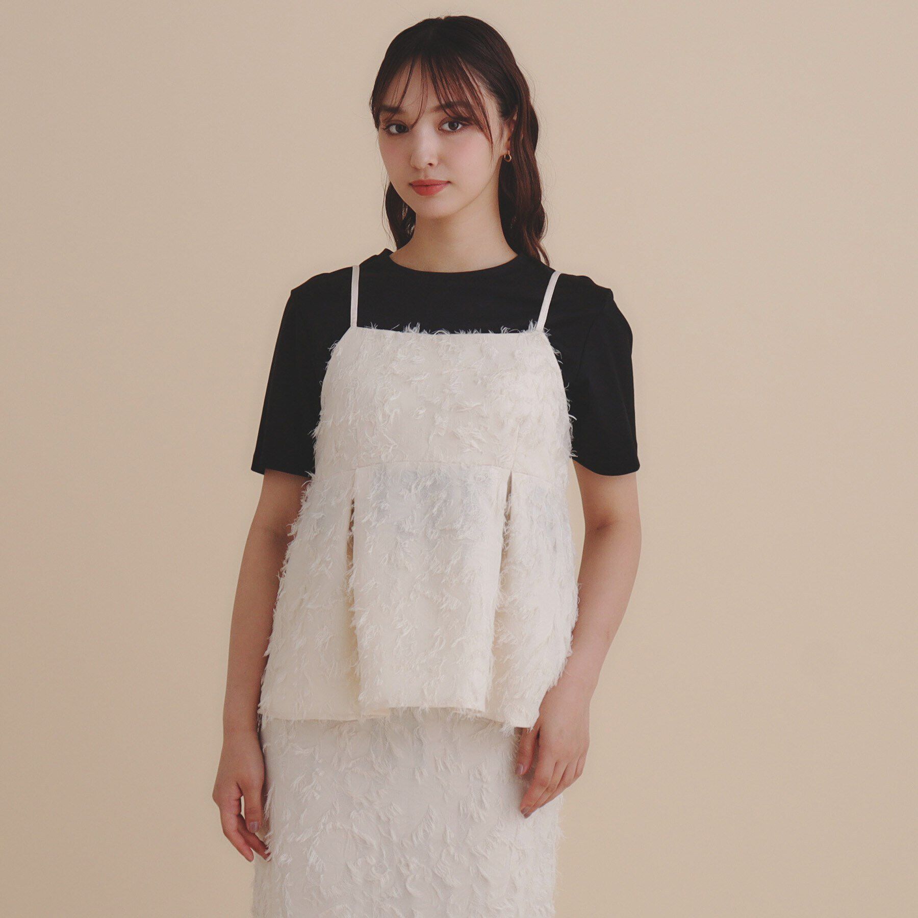 index「《andGIRL掲載》カットジャカードキャミソール/セットアップ対応【洗濯機洗い可】」|キャミソール|