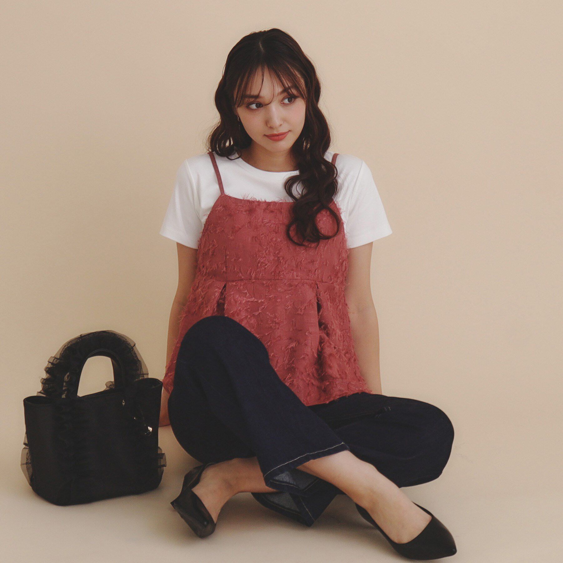 index「《andGIRL掲載》カットジャカードキャミソール/セットアップ対応【洗濯機洗い可】」|キャミソール|