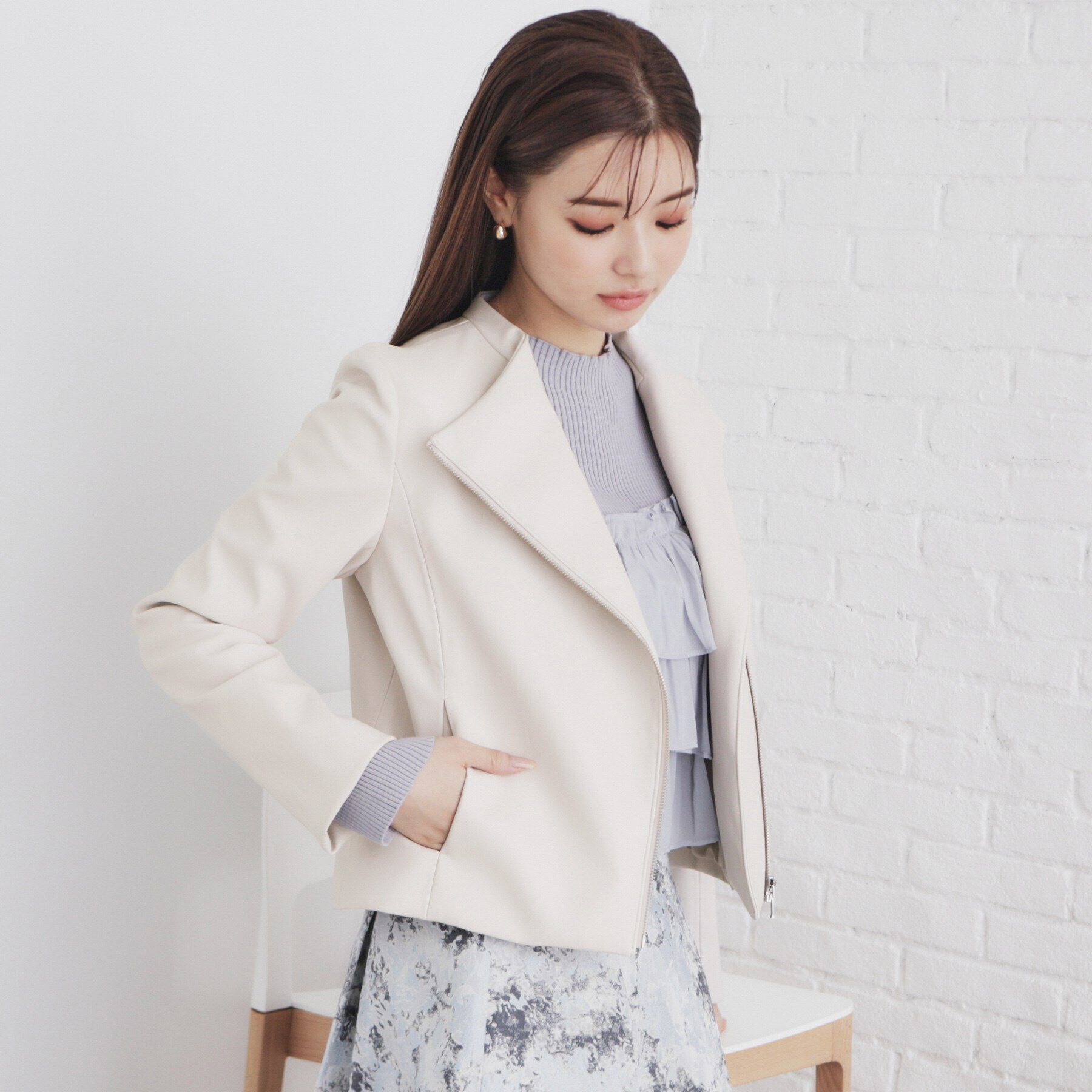 index「ストレッチライダースジャケット【洗える】」|ライダースジャケット|