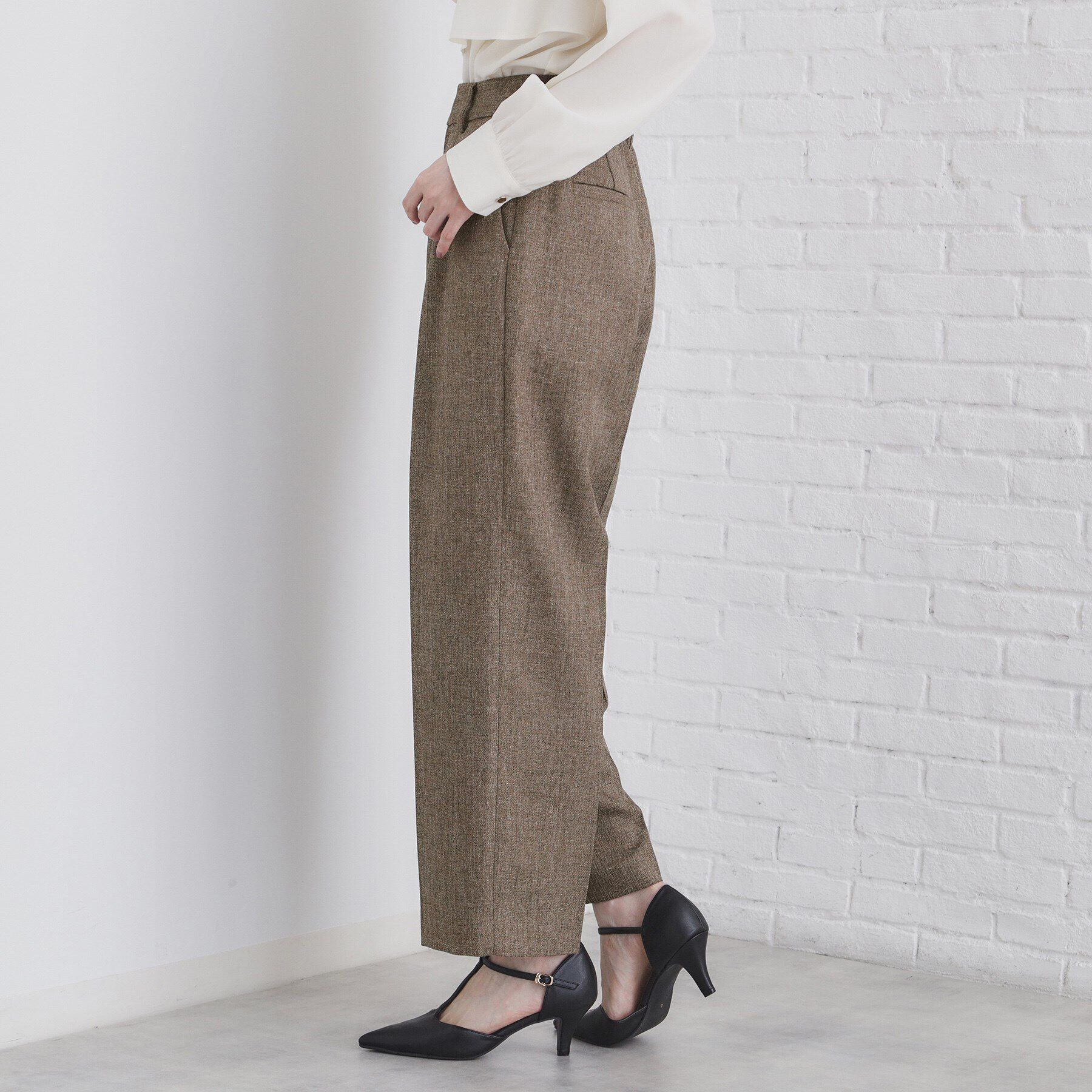 index「《美人百花掲載》ヴィンテージツイードタックワイドパンツ【洗濯機洗い可/防シワ】」|その他|