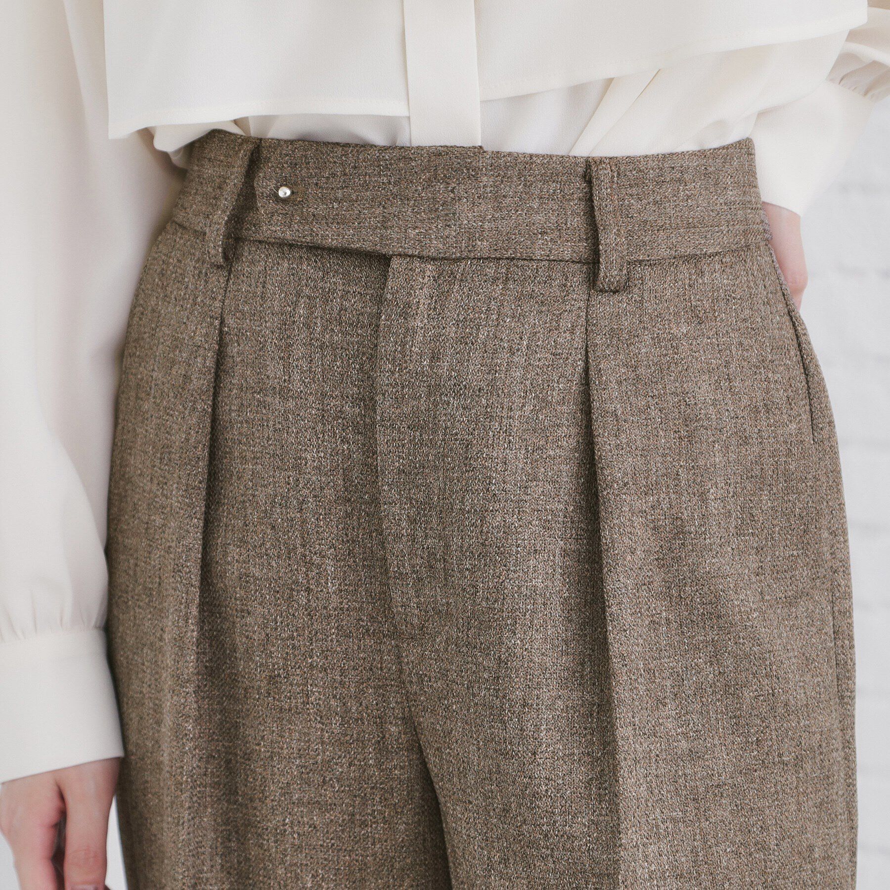 index「《美人百花掲載》ヴィンテージツイードタックワイドパンツ【洗濯機洗い可/防シワ】」|その他|