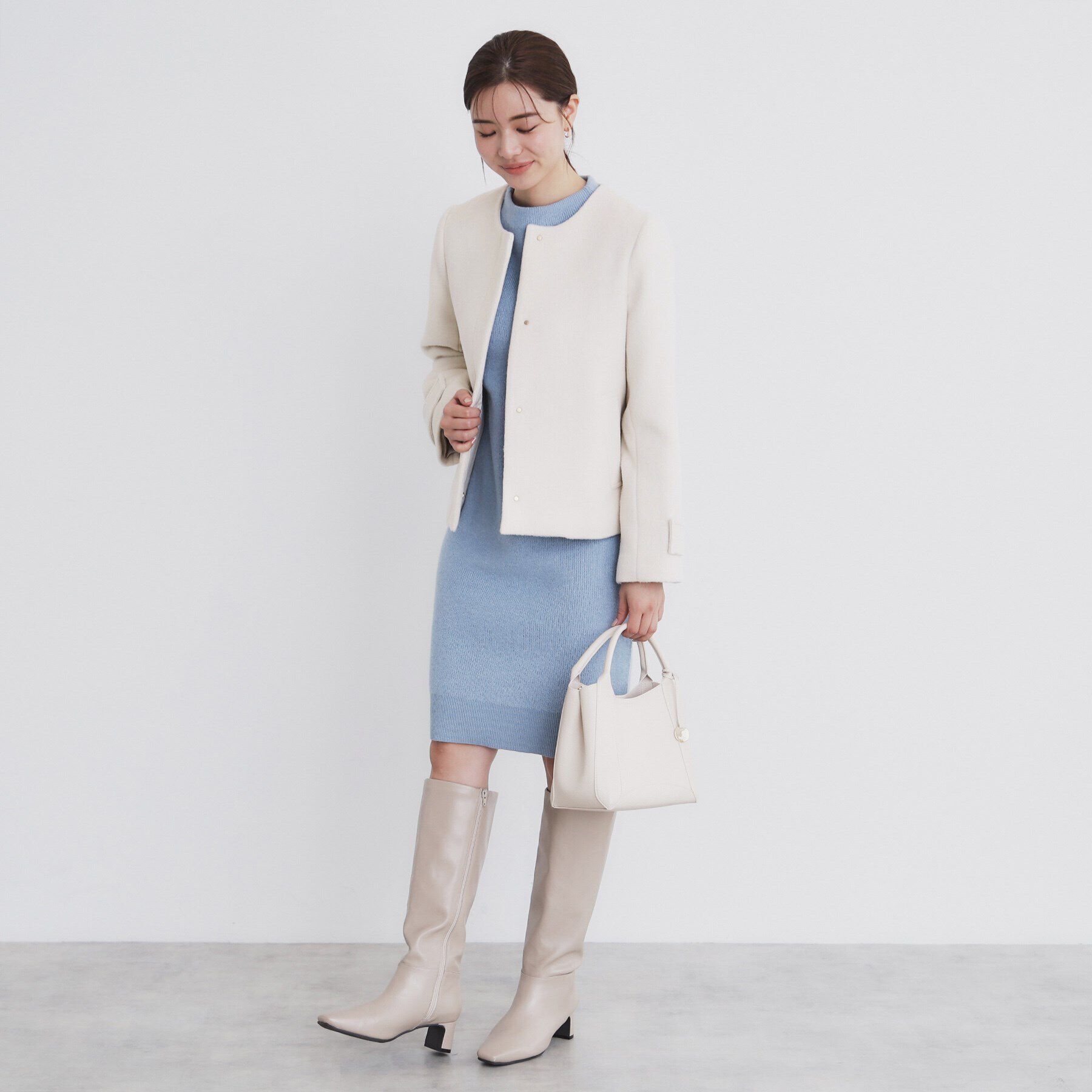 index「《5color/XS-LLsize》ウール混ノーカラーショートコート」|ノーカラーコート|