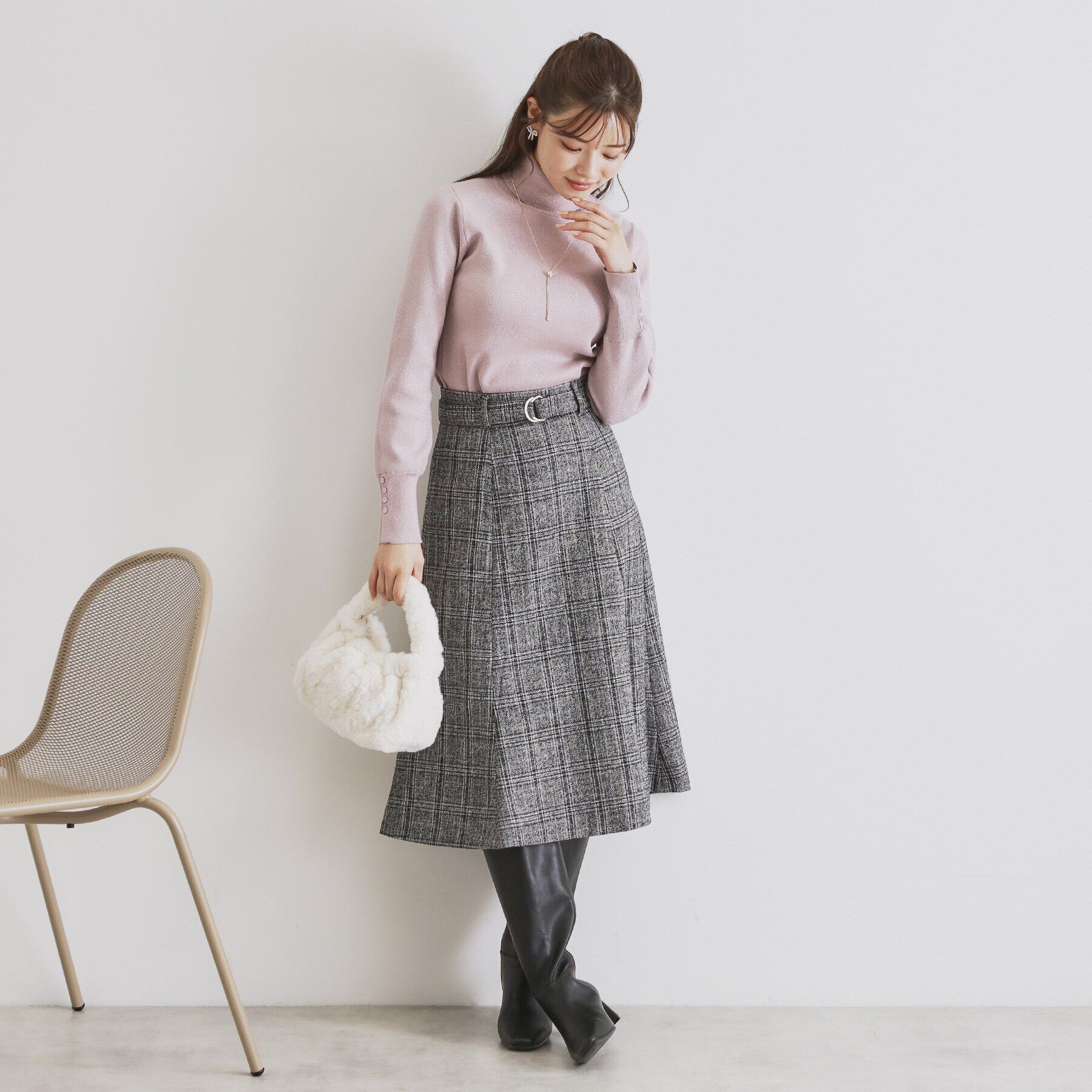 index「チェック柄マーメイドフレアスカート【洗濯機洗い可/イージーアイロン】」|スカート|