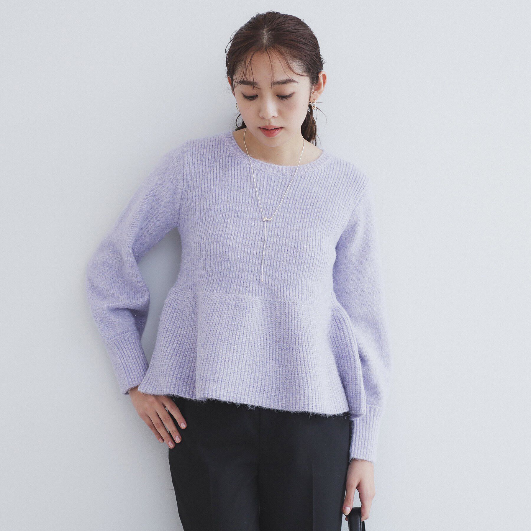 index「ラメペプラムニットトップス【洗濯機洗い可】」|ニット・セーター|