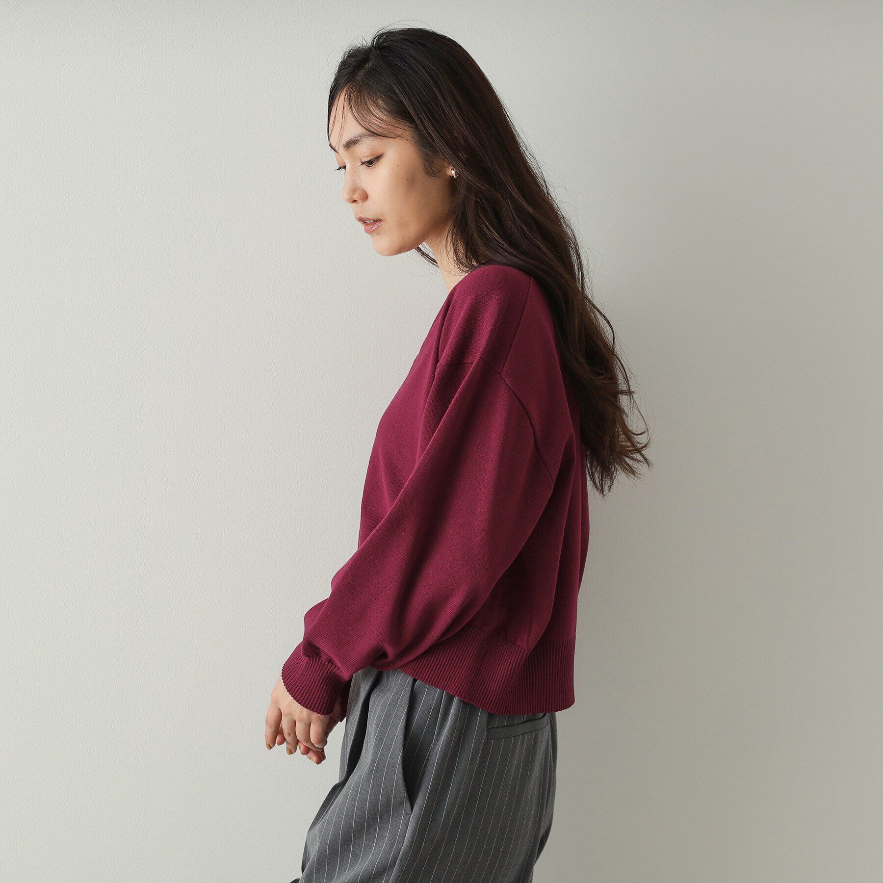 OPAQUE.CLIP「フロントZIPニットカーディガン【洗濯機洗い可／抗ピル】」|カーディガン|