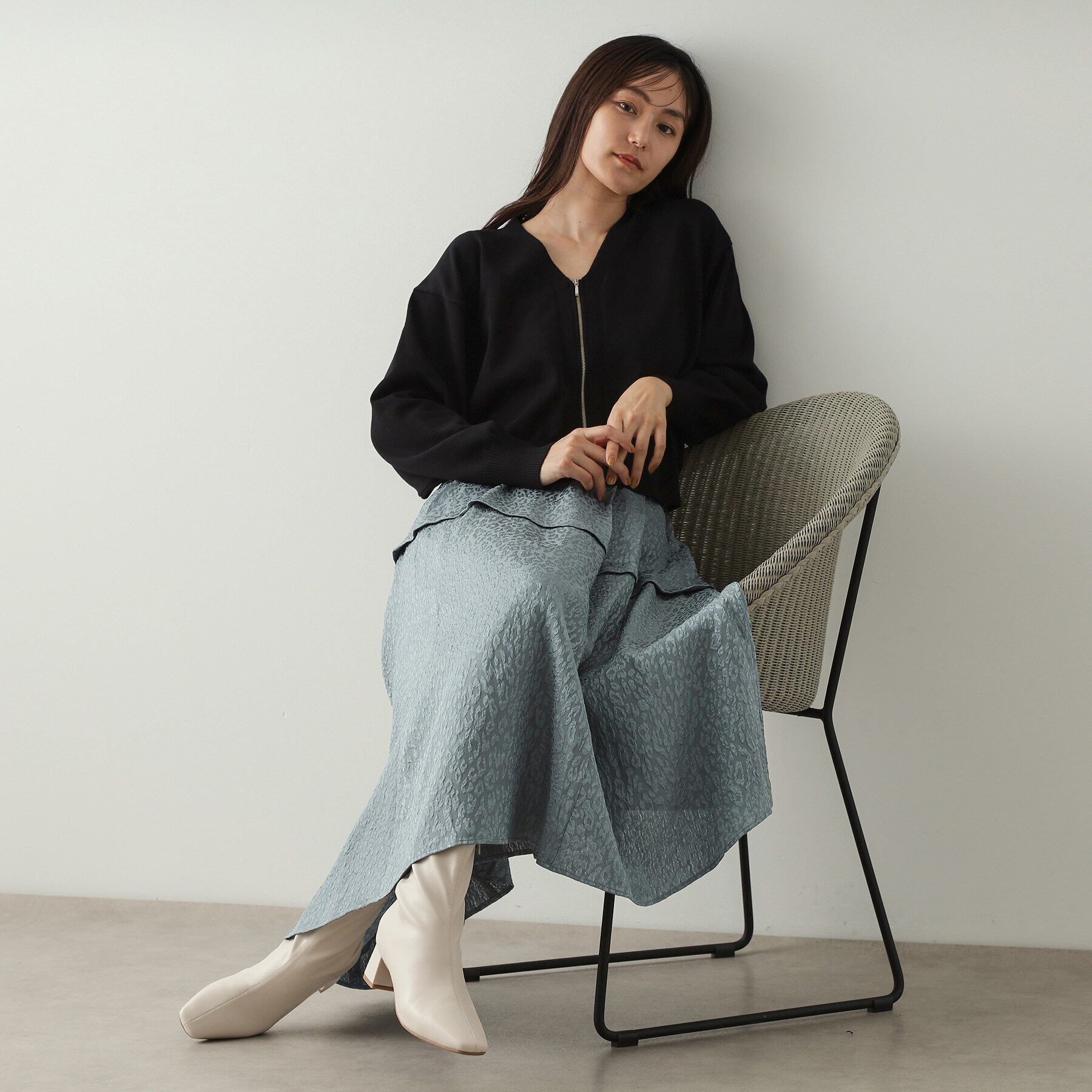 OPAQUE.CLIP「フロントZIPニットカーディガン【洗濯機洗い可／抗ピル】」|カーディガン|