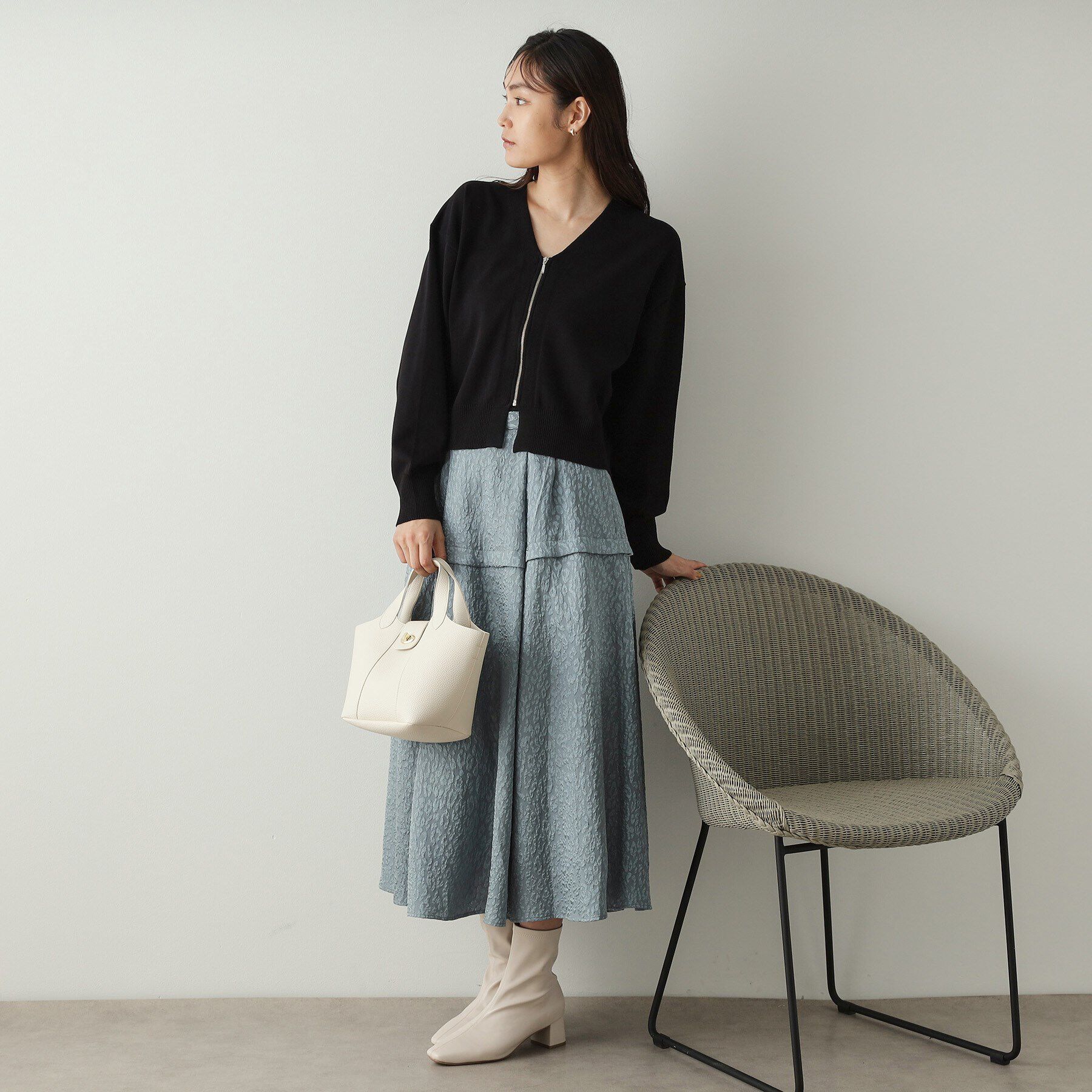 OPAQUE.CLIP「フロントZIPニットカーディガン【洗濯機洗い可／抗ピル】」|カーディガン|