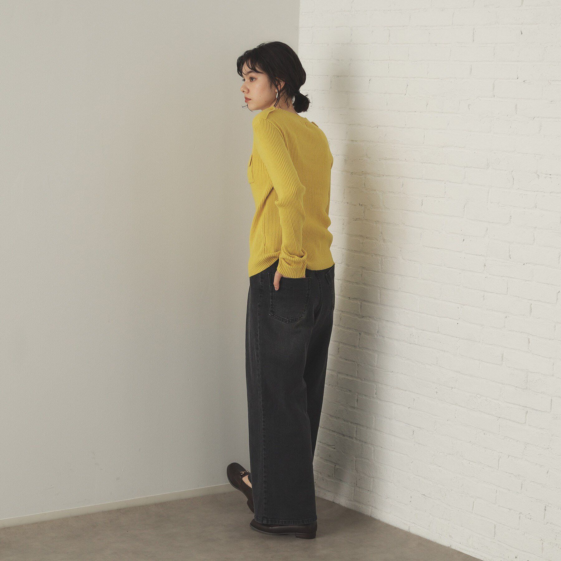 OPAQUE.CLIP「ミリタリーワイドリブニット【洗える】」|ニット・セーター|