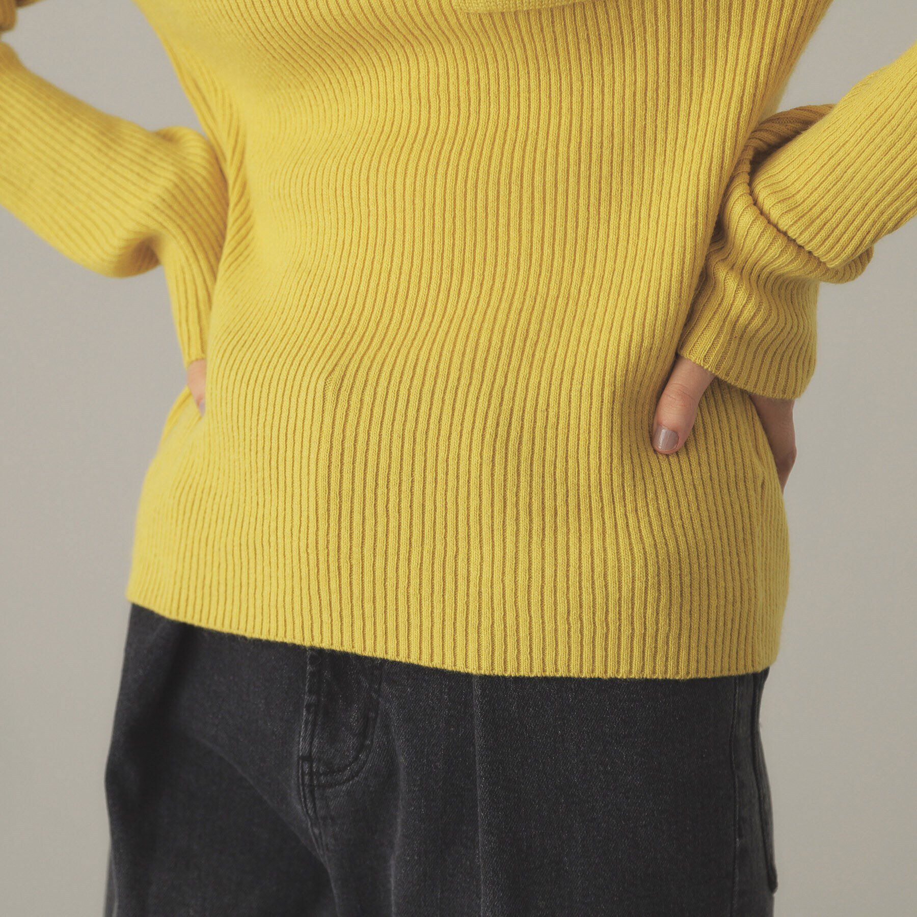 OPAQUE.CLIP「ミリタリーワイドリブニット【洗える】」|ニット・セーター|