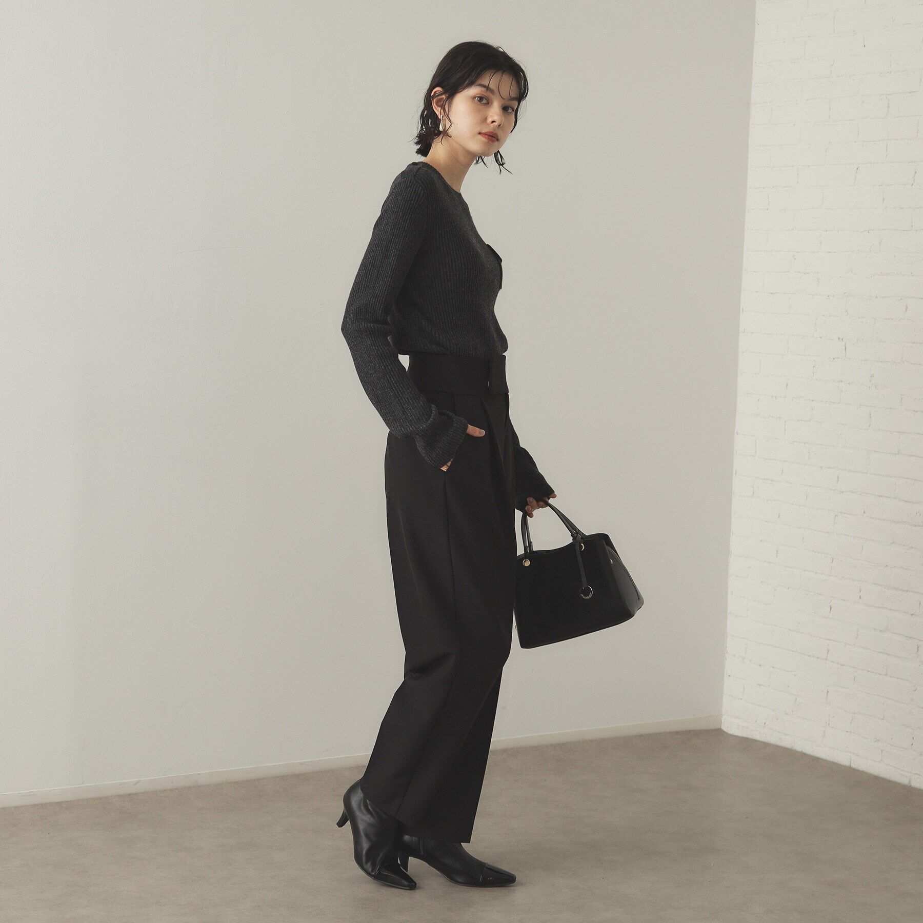 OPAQUE.CLIP「ミリタリーワイドリブニット【洗える】」|ニット・セーター|