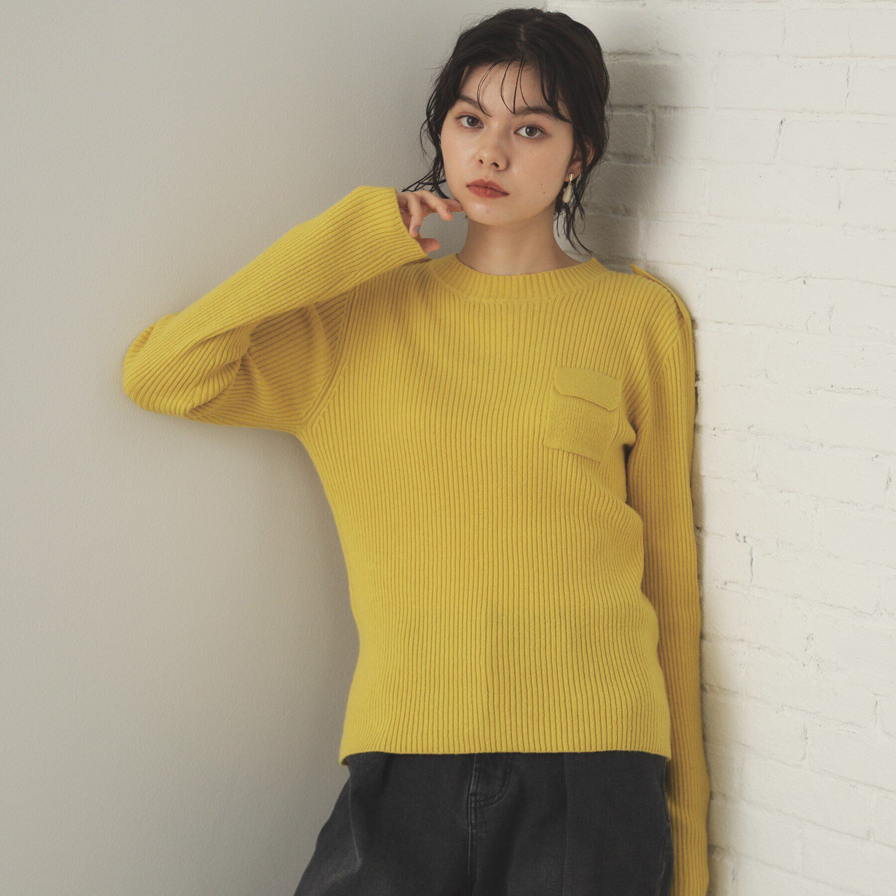 OPAQUE.CLIP「ミリタリーワイドリブニット【洗える】」|ニット・セーター|