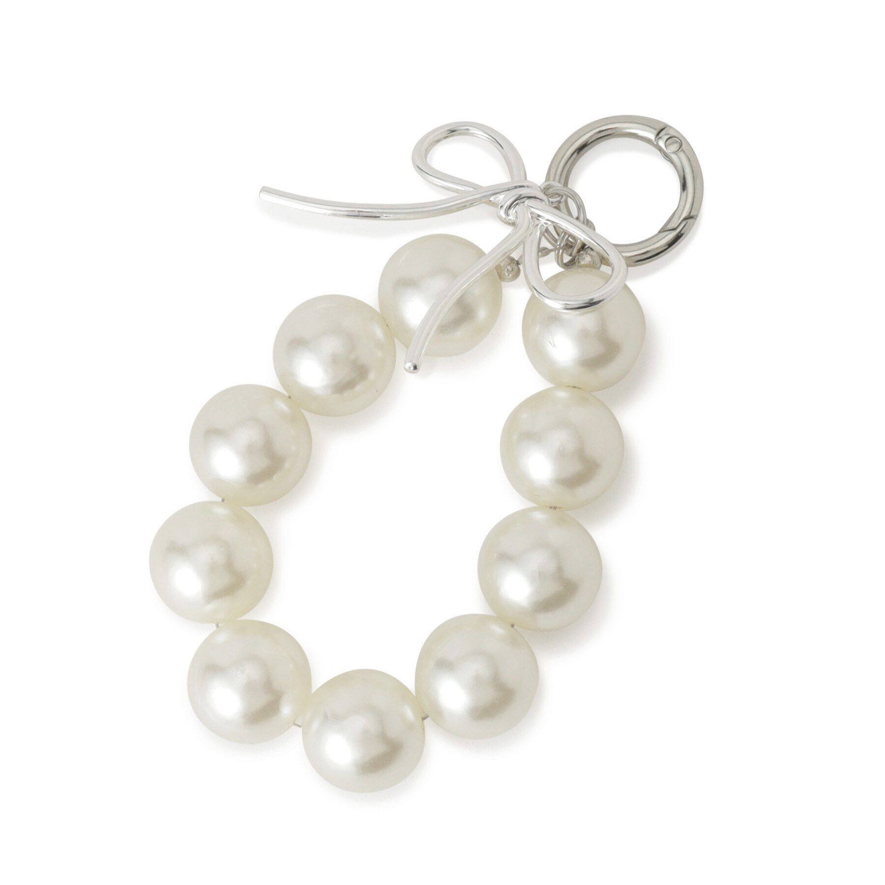 PINK-latte「フェイクパールチャーム」|キーケース|ホワイト(001)