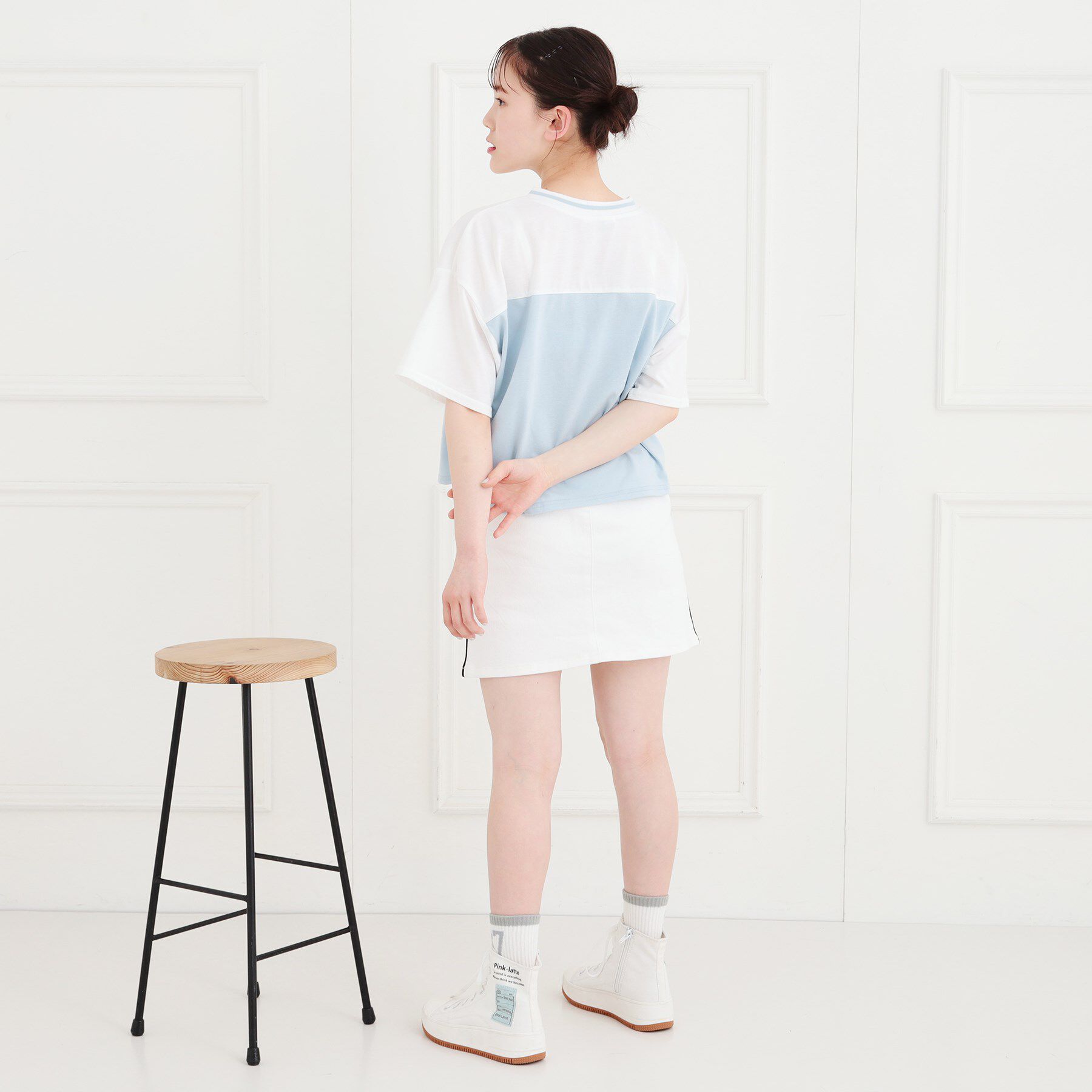 PINK-latte「Vネック切替Tシャツ」|Tシャツ・カットソー|