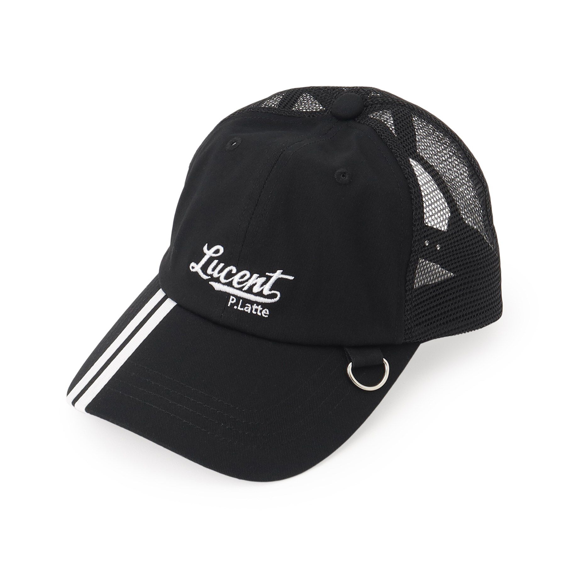 PINK-latte「【接触冷感】2本ラインキャップ」|キャップ・キャスケット|ブラック(019)