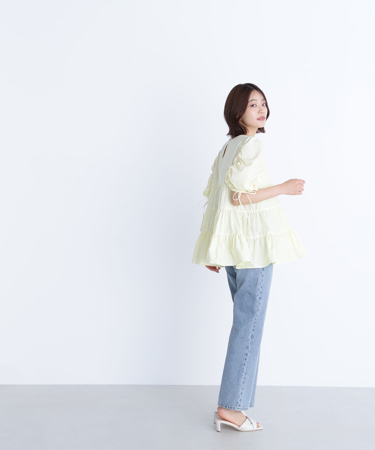  「ギャザースリーブティアードチュニックブラウス」|シャツ・ブラウス|