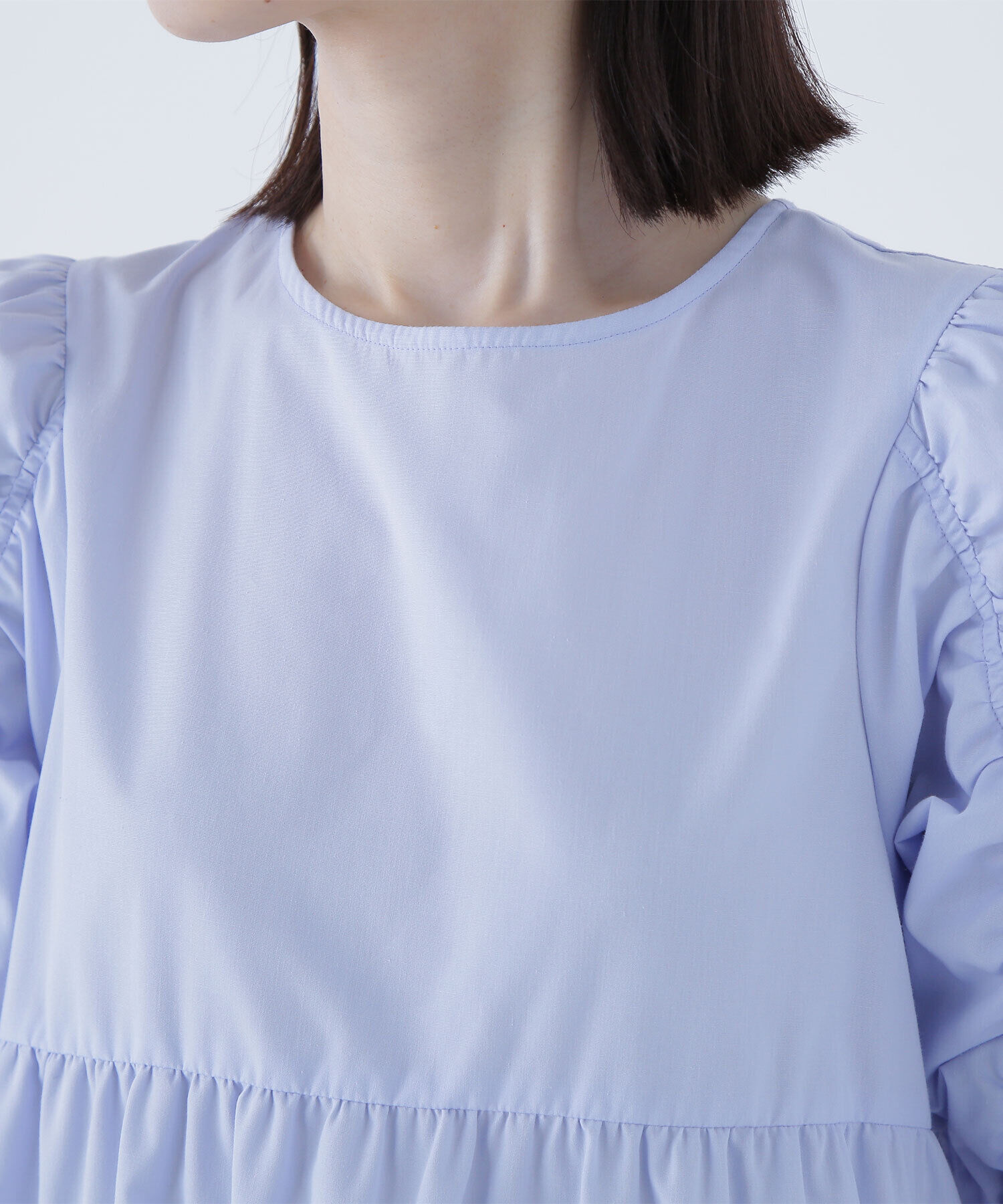  「ギャザースリーブティアードチュニックブラウス」|シャツ・ブラウス|