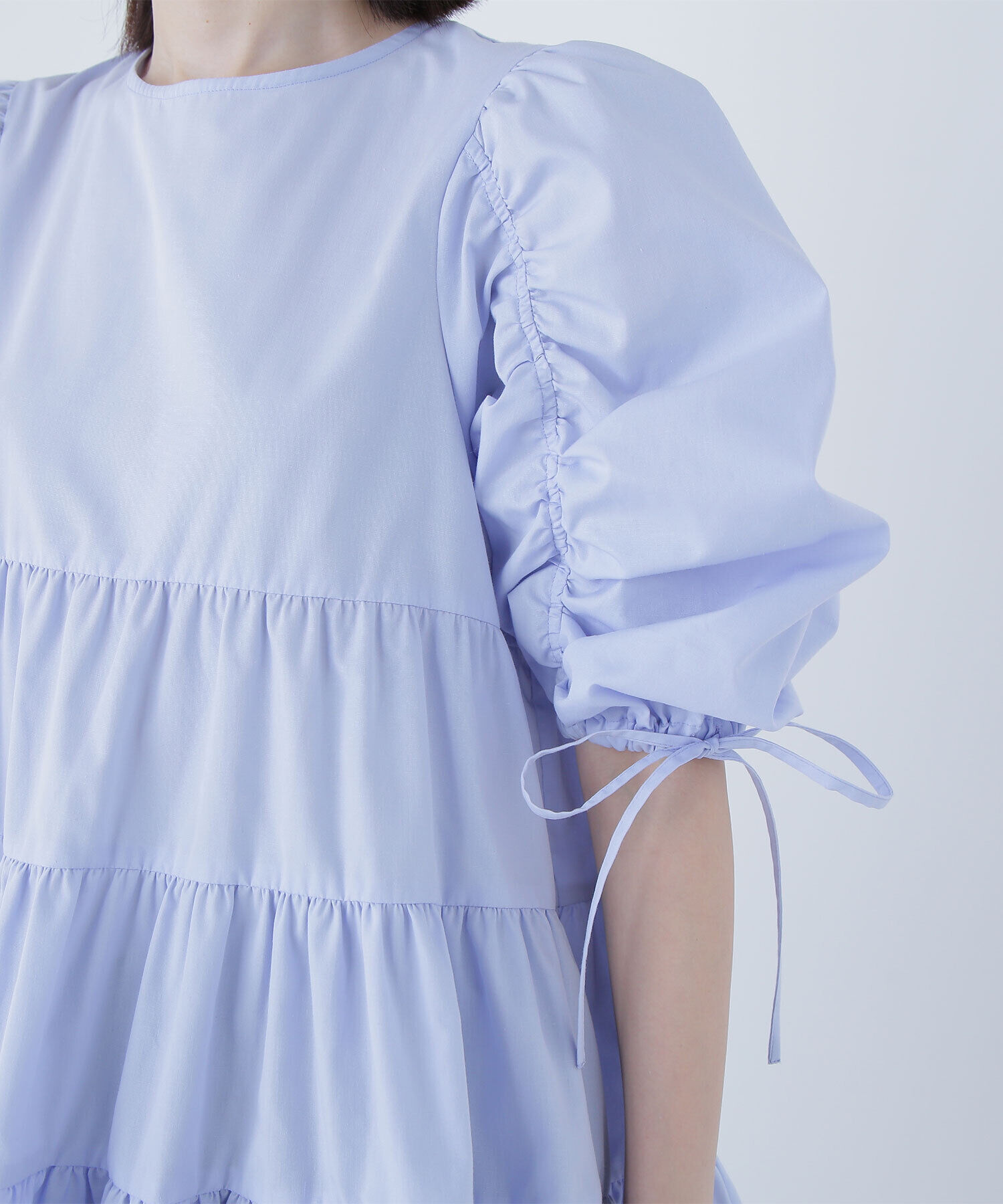  「ギャザースリーブティアードチュニックブラウス」|シャツ・ブラウス|