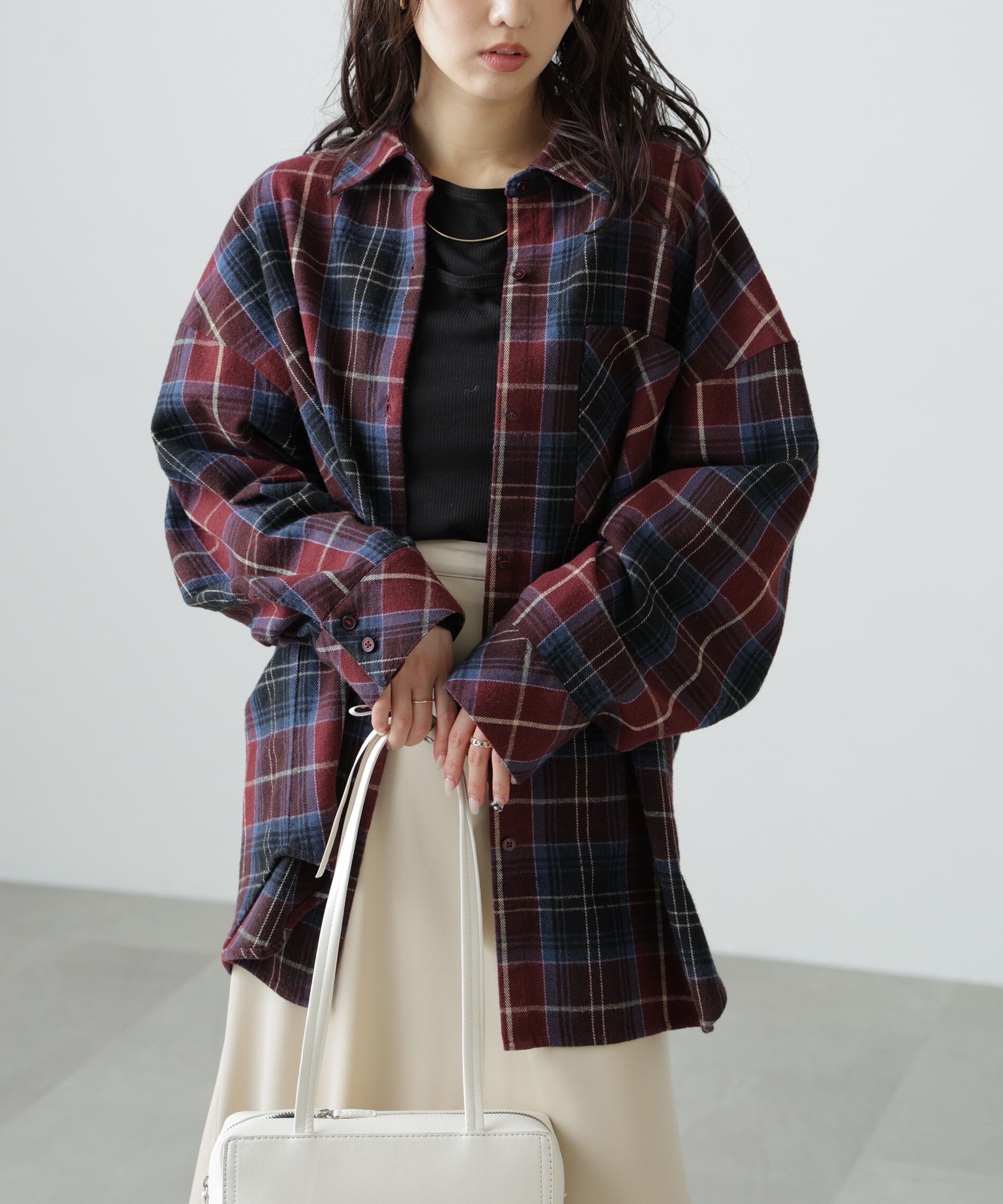  「ヴィンテージ風チェックオーバーシャツ」|シャツ・ブラウス|