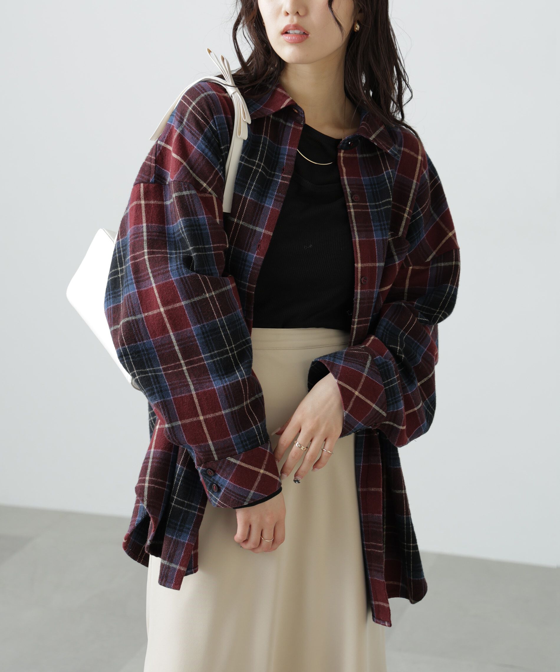  「ヴィンテージ風チェックオーバーシャツ」|シャツ・ブラウス|