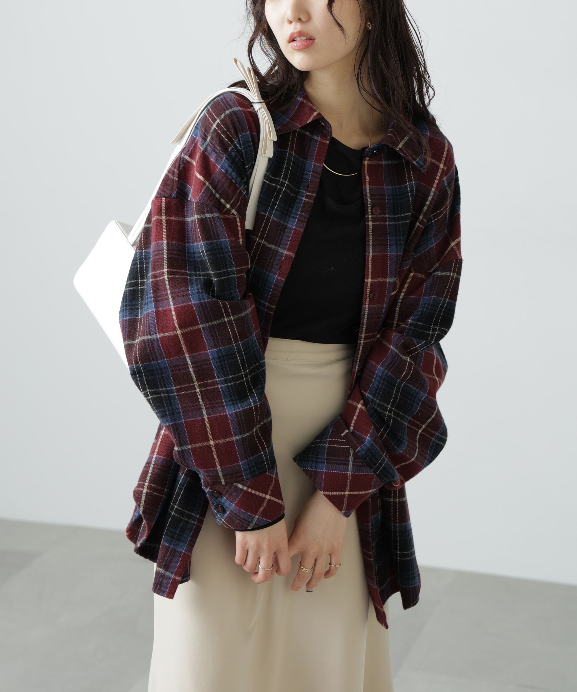  「ヴィンテージ風チェックオーバーシャツ」|シャツ・ブラウス|