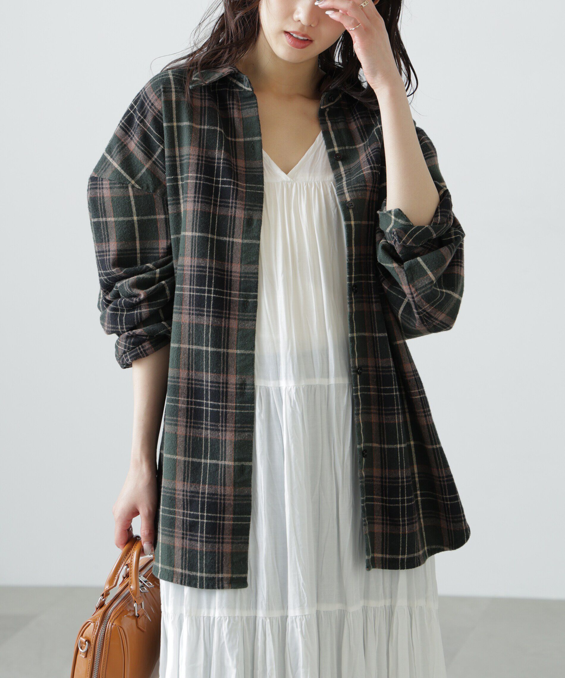  「ヴィンテージ風チェックオーバーシャツ」|シャツ・ブラウス|グリーンベー 1