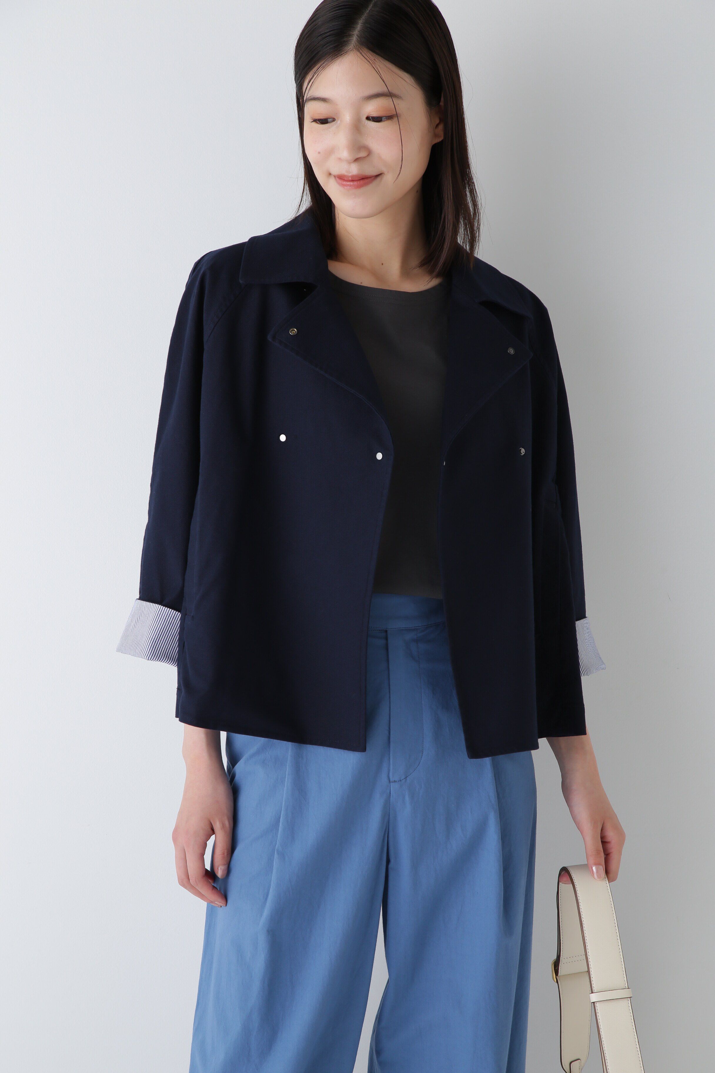  「◆オックスストレッチブルゾン」|ブルゾン・スタジャン|ネイビー