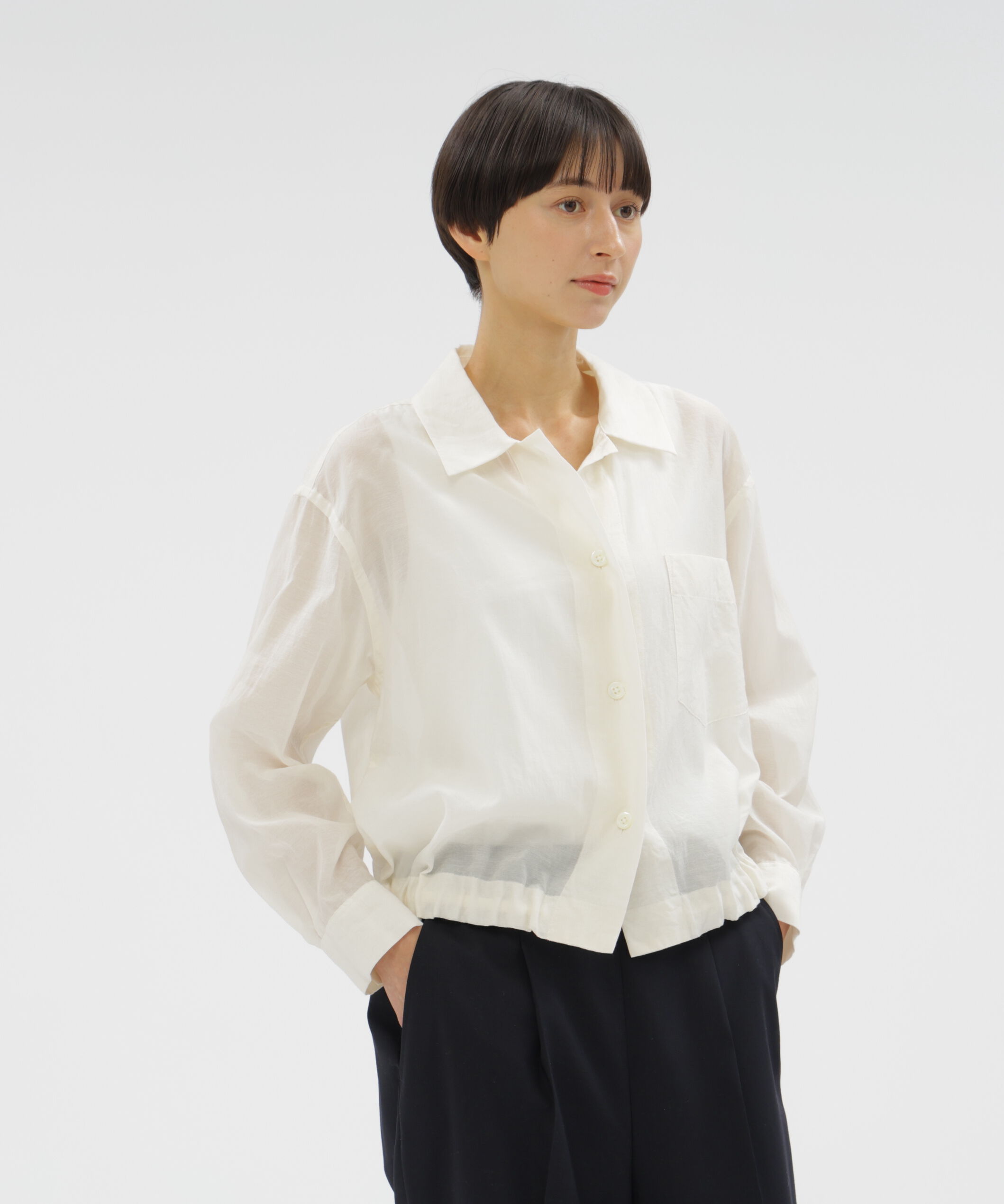 「SHEER COTTON SILK SHIRT」|シャツ・ブラウス|IVORY1