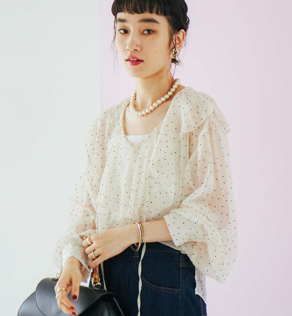 Doux archives「シアードットフリルブラウス」|シャツ・ブラウス|BEIGE