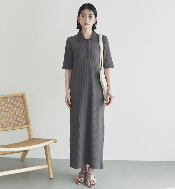 Doux archives「衿付カットリブワンピース」|ワンピース|