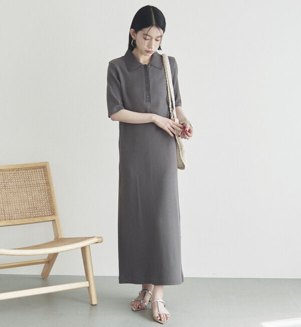 Doux archives「衿付カットリブワンピース」|ワンピース|