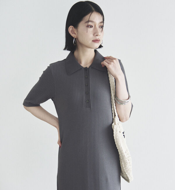 Doux archives「衿付カットリブワンピース」|ワンピース|