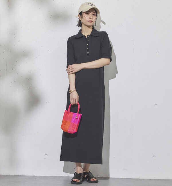 Doux archives「衿付カットリブワンピース」|ワンピース|BLACK