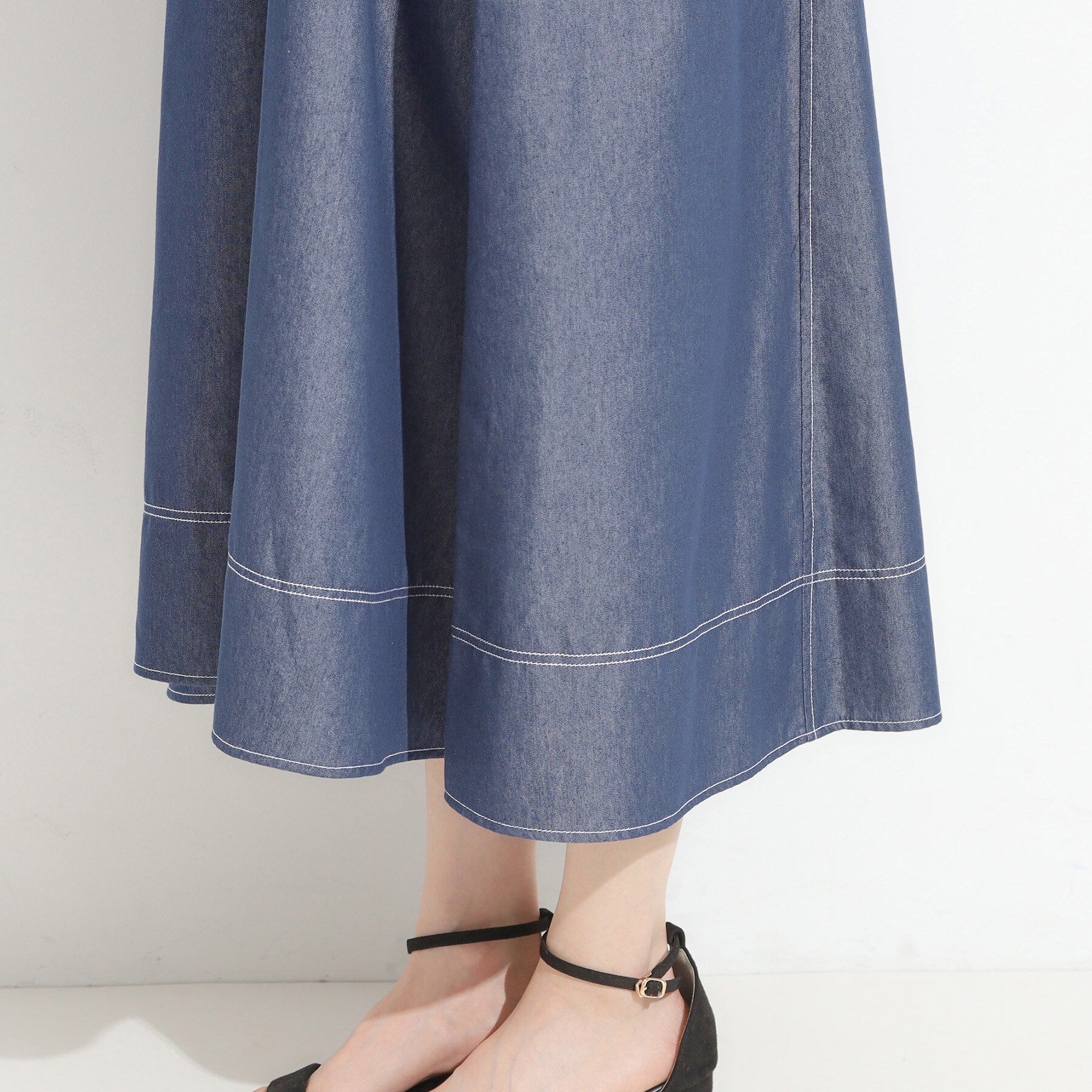 SHOO･LA･RUE「【S-LL】配色ステッチがアクセント デニムワンピース」|ワンピース|