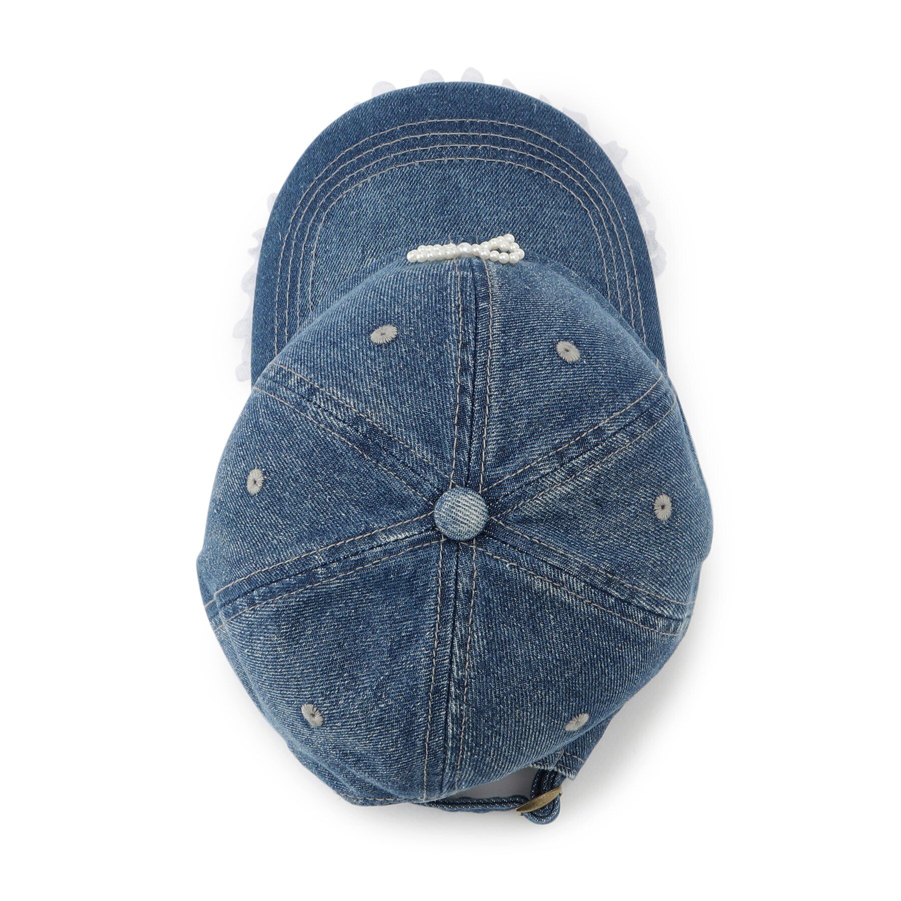 Grandedge「パール調リボンデニムキャップ」|キャップ・キャスケット|